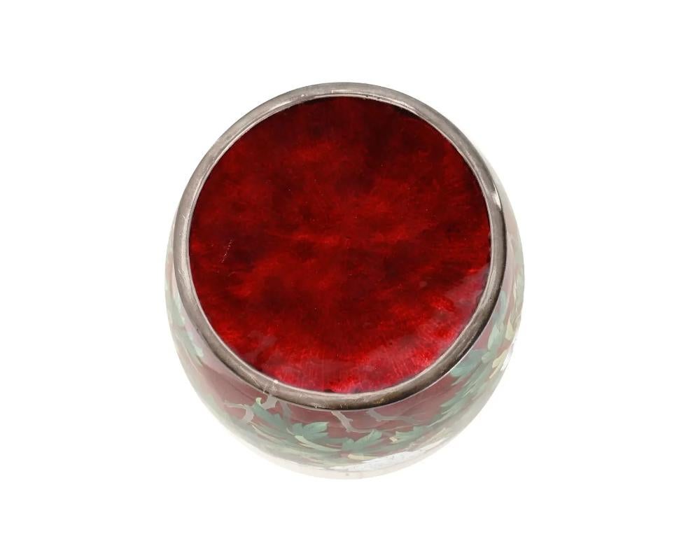 Antique Japanese Ginbari Oxy Blood Cloisonne Vase In Good Condition In Long Island City, NY