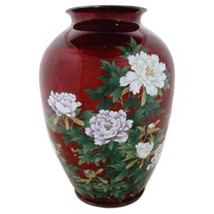 Antique Japanese Ginbari Oxy Blood Cloisonne Vase