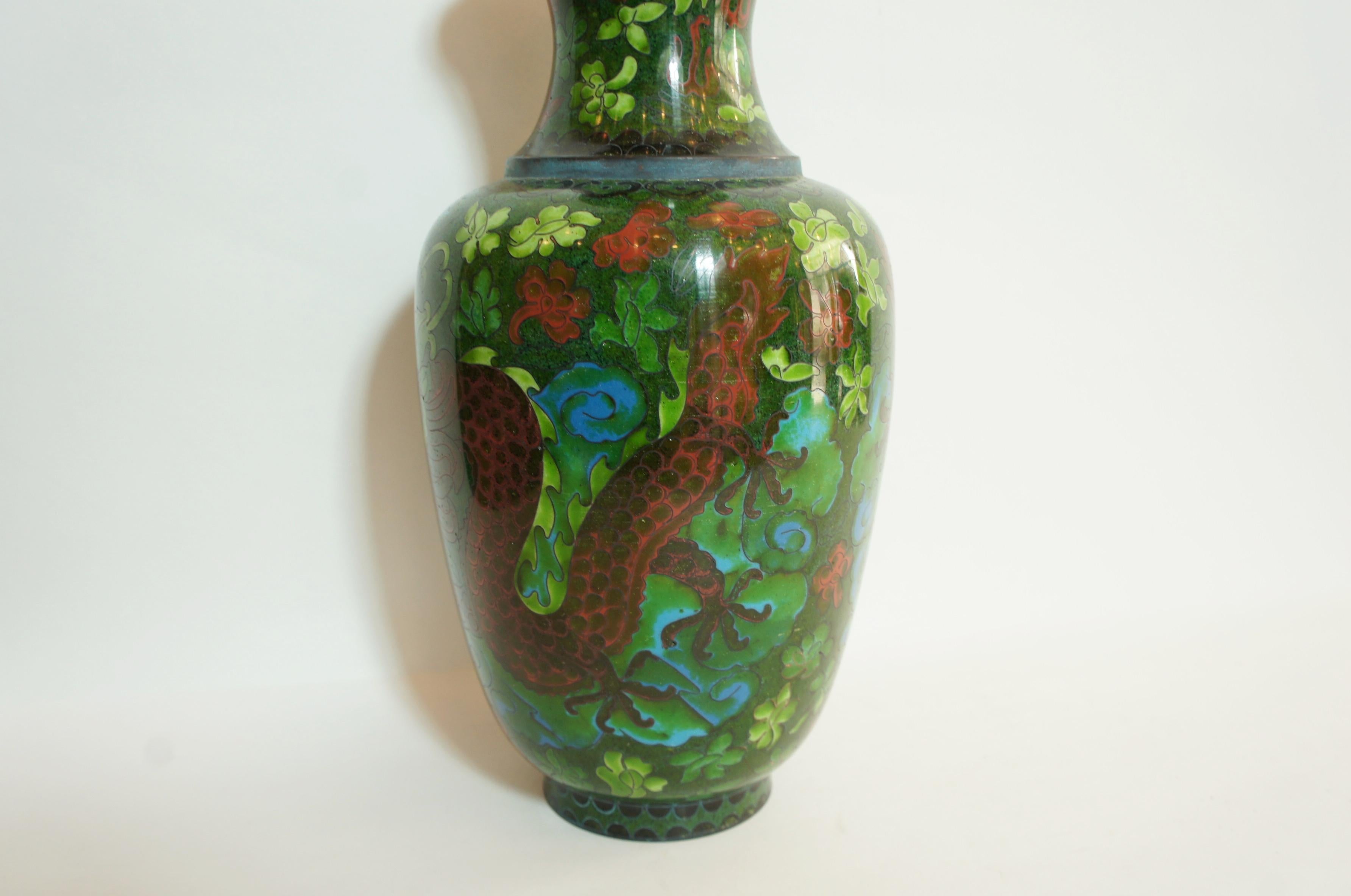 Antique Japanese Green Flower Vase with Copper in Edo Era, 1860s For Sale 5
