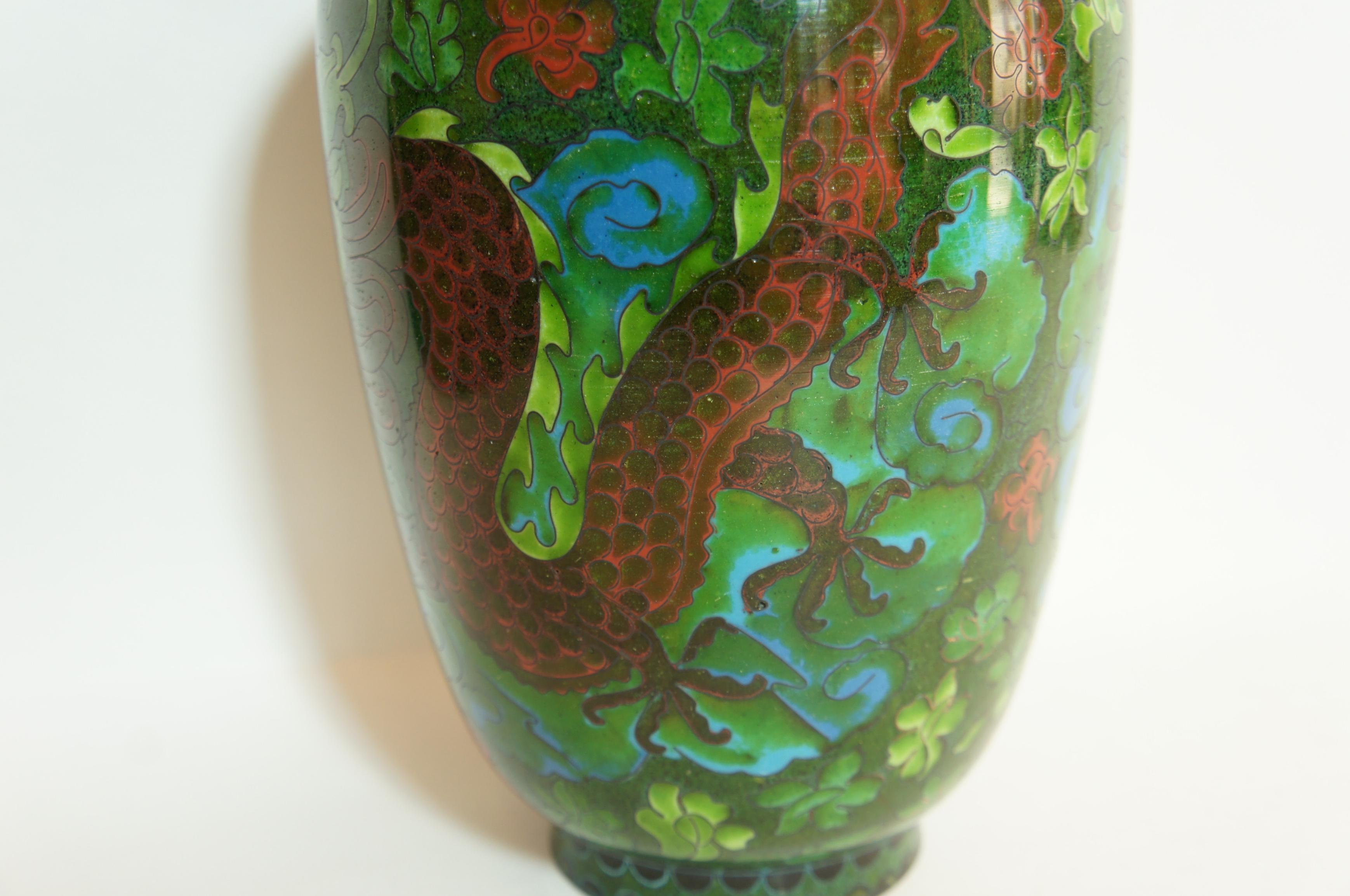 Antique Japanese Green Flower Vase with Copper in Edo Era, 1860s For Sale 6