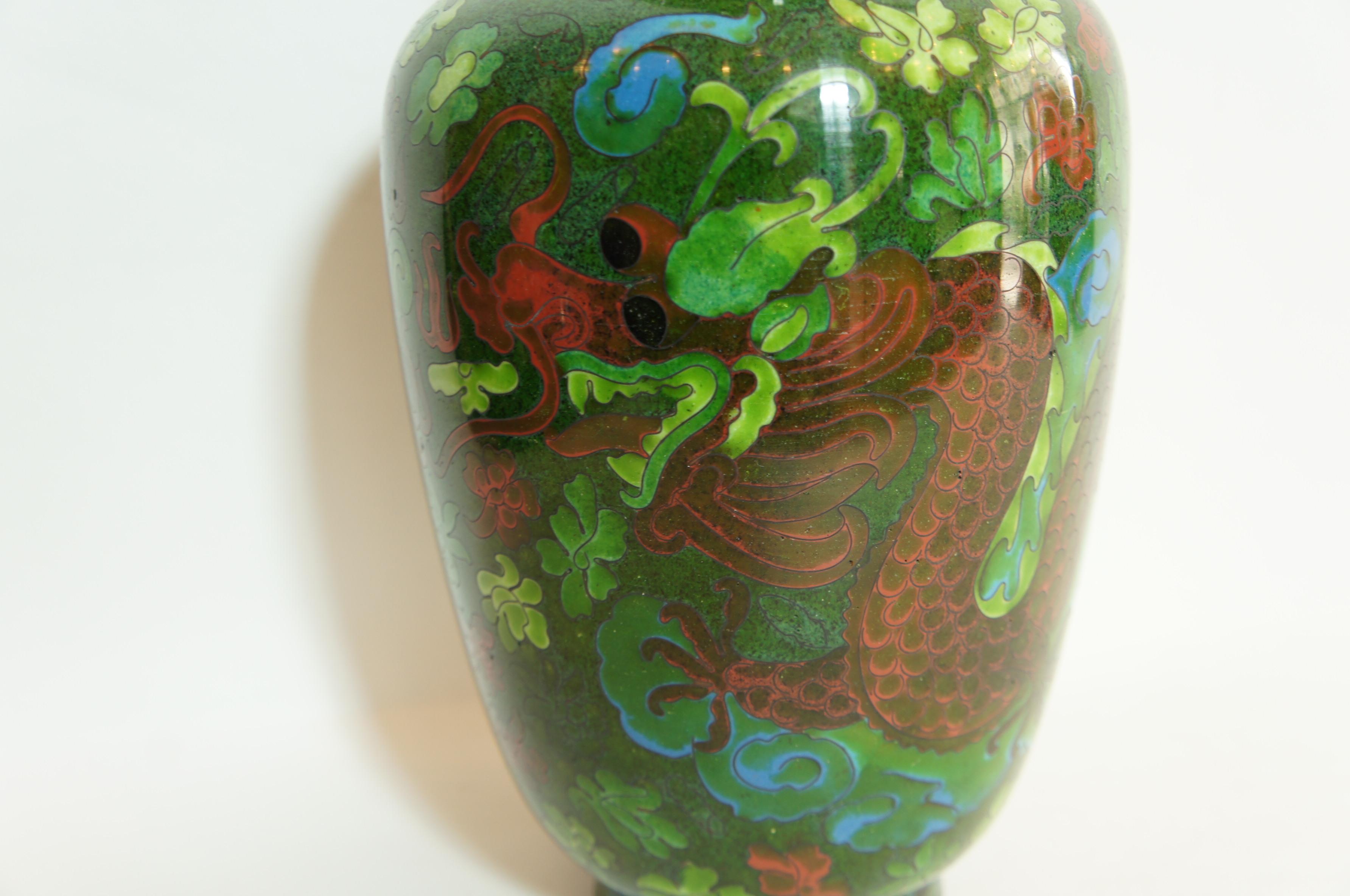 Antique Japanese Green Flower Vase with Copper in Edo Era, 1860s For Sale 7
