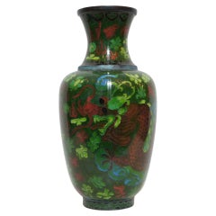 Antique Japanese Green Flower Vase with Copper in Edo Era, 1860s