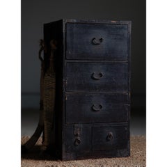 Antique gyosho tansu Japanese peddler's backpack of drawers Edo-Meiji 1860s-1910