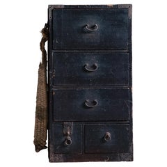 Antique gyosho tansu Japanese peddler's backpack of drawers Edo-Meiji 1860s-1910