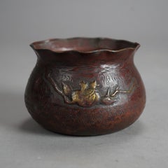 Antique Japanese Hammered Copper & Mixed Metal Bowl Circa 1900