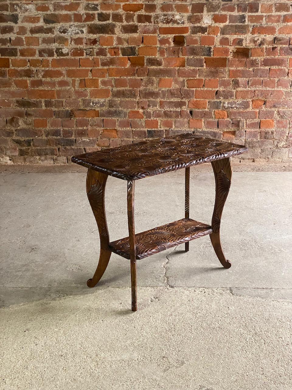 Antique Japanese Hand Carved Cherrywood Side Table circa 1920 For Sale 6