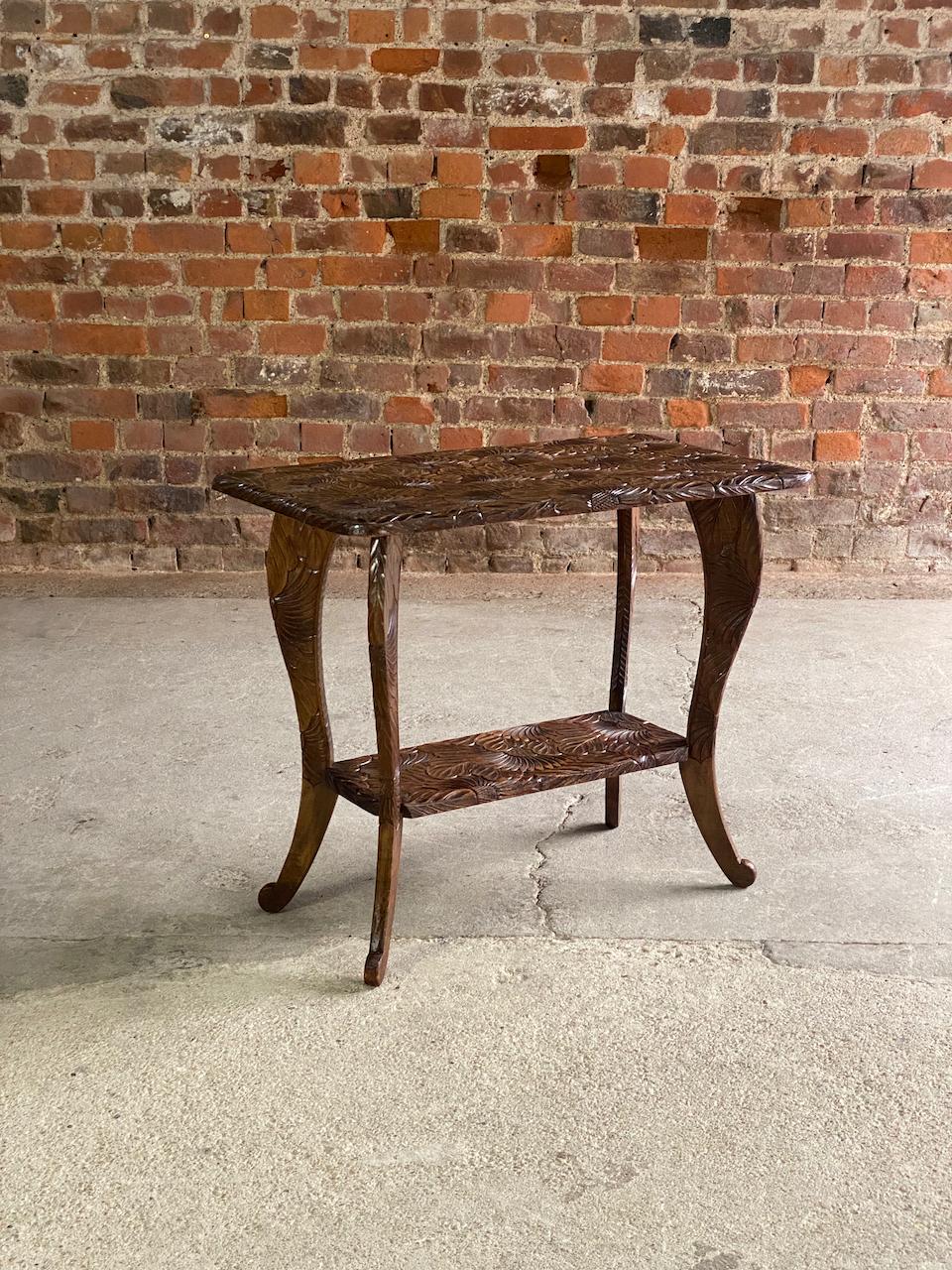 20th Century Antique Japanese Hand Carved Cherrywood Side Table circa 1920 For Sale