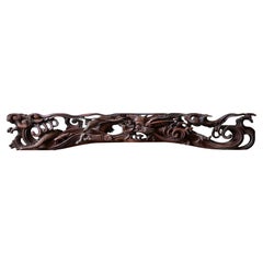 Antique Japanese Hand-Carved Openwork Keyaki Zelkova Dragon Sculpture Late 19thC