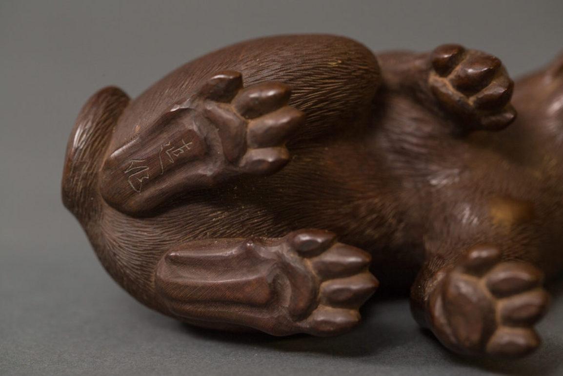 Antiguo cachorro japonés tallado a mano Madera en venta
