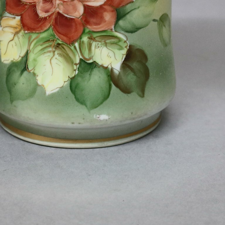 Antique Japanese Hand Painted and Gilt Floral Nippon Porcelain Vase