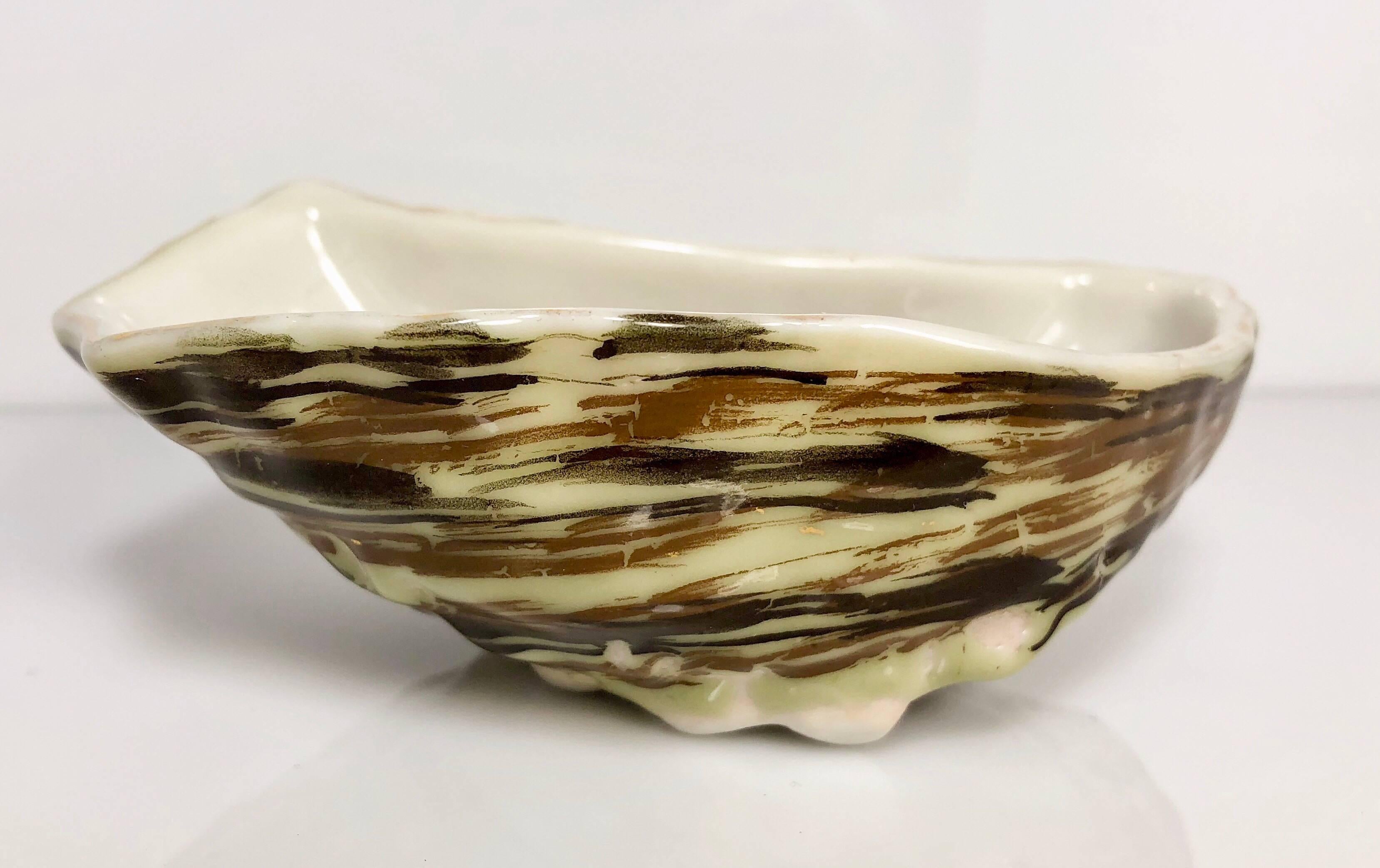 Antique Japanese Hand Painted Kutani Porcelain Oyster Shooter, circa 1890 1