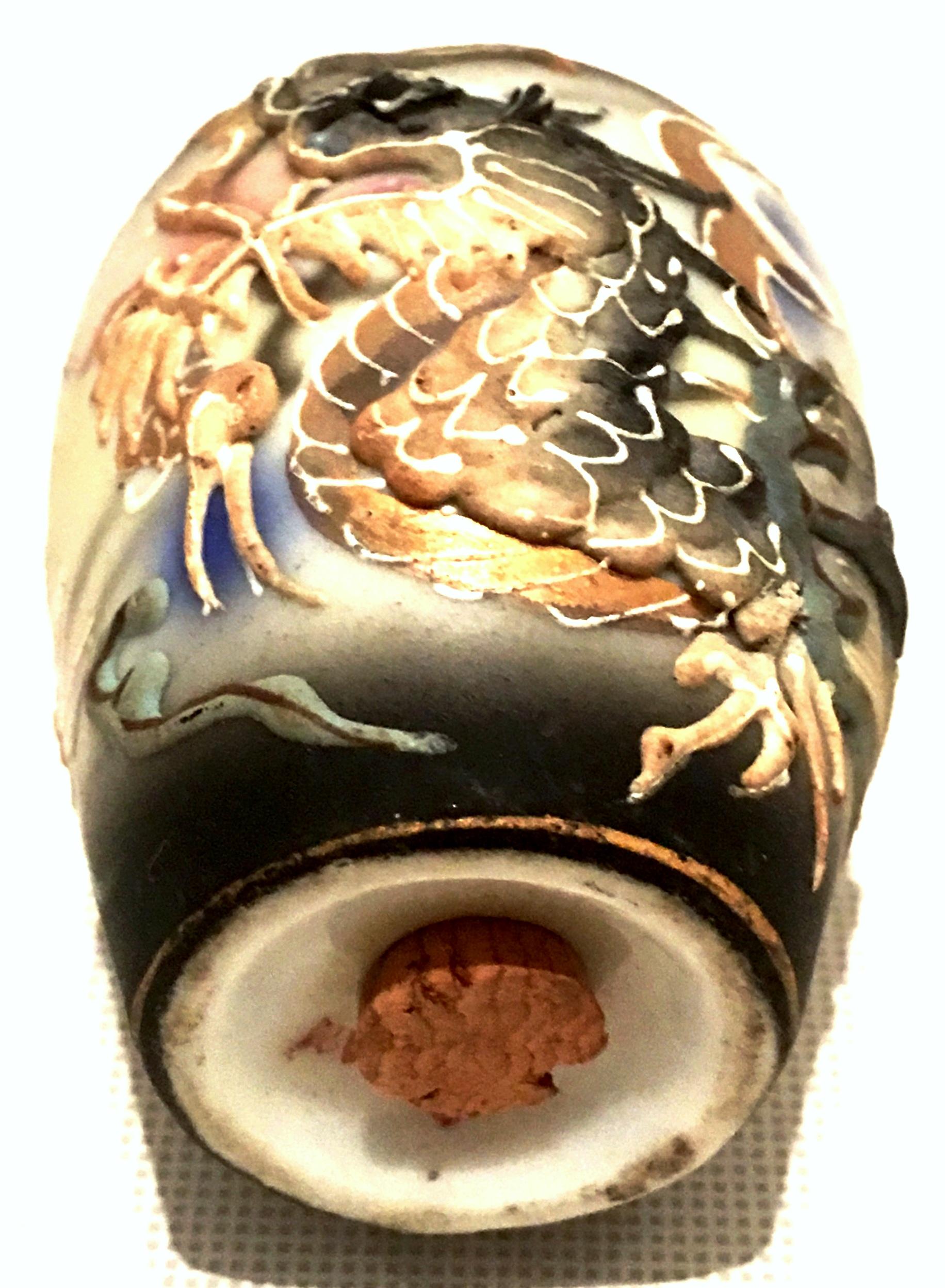 Hand-Painted Antique Japanese Hand Painted Porcelain Dragon Ware Salt and Pepper Shaker S/2