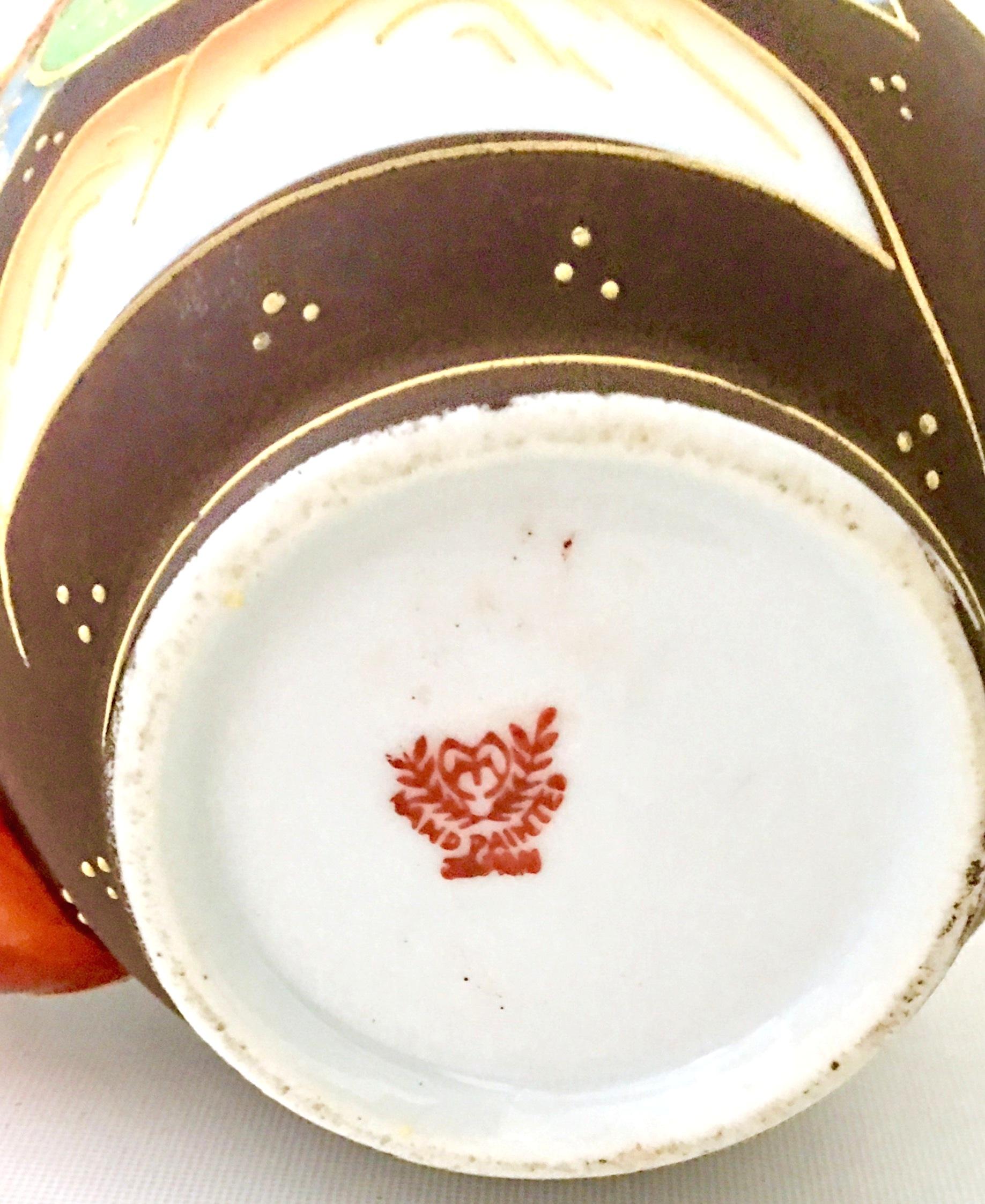 Antique Japanese Hand-Painted Porcelain Satsuma Moriage Dragon Tea Pot 4