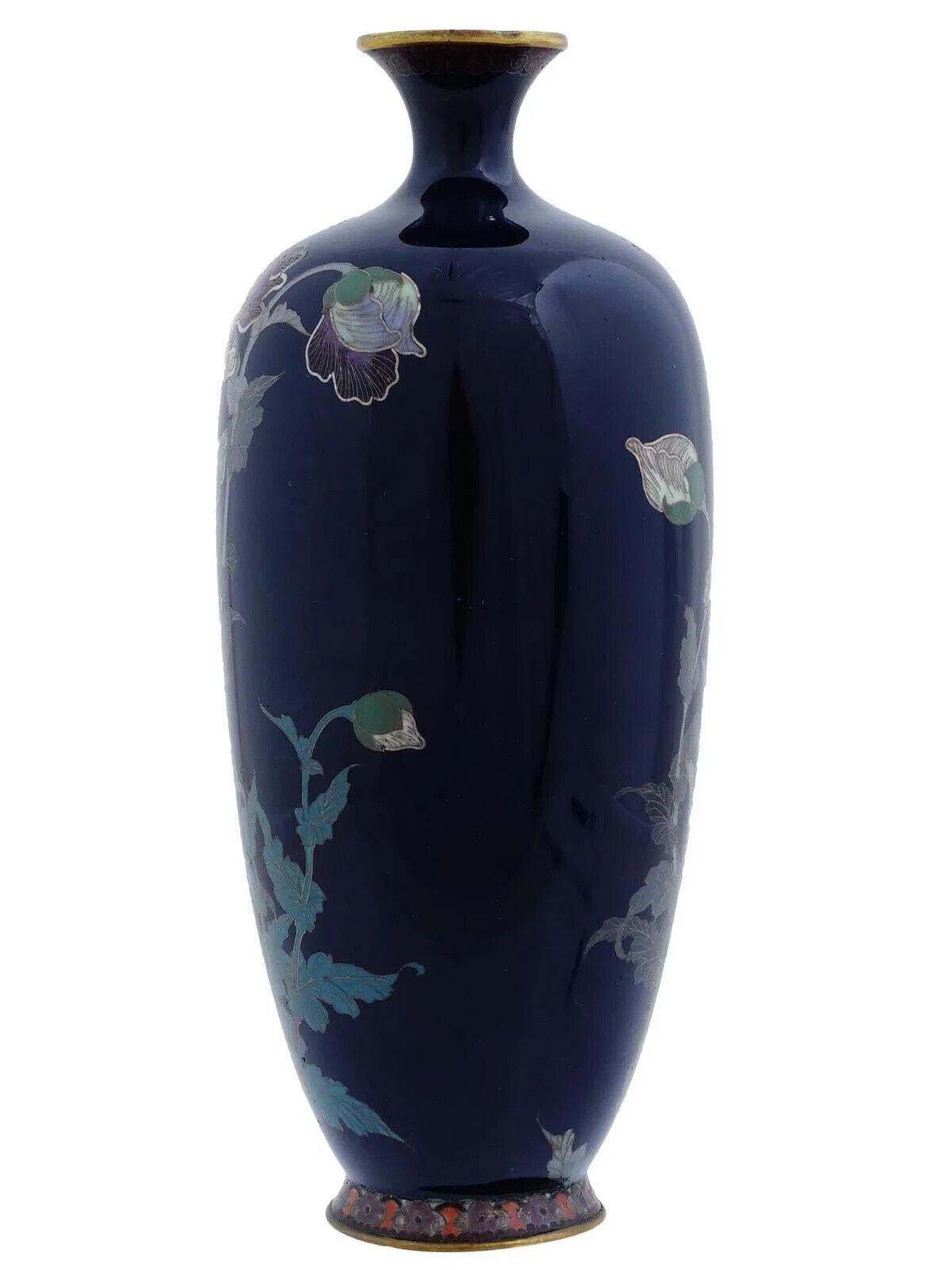 Antiguo Jarrón de Esmalte Cloisonné de la Escuela Japonesa Hayashi Meiji en venta
