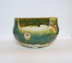 Antique Japanese Hibachi/ Fire Box with Style Oribe, 1930s