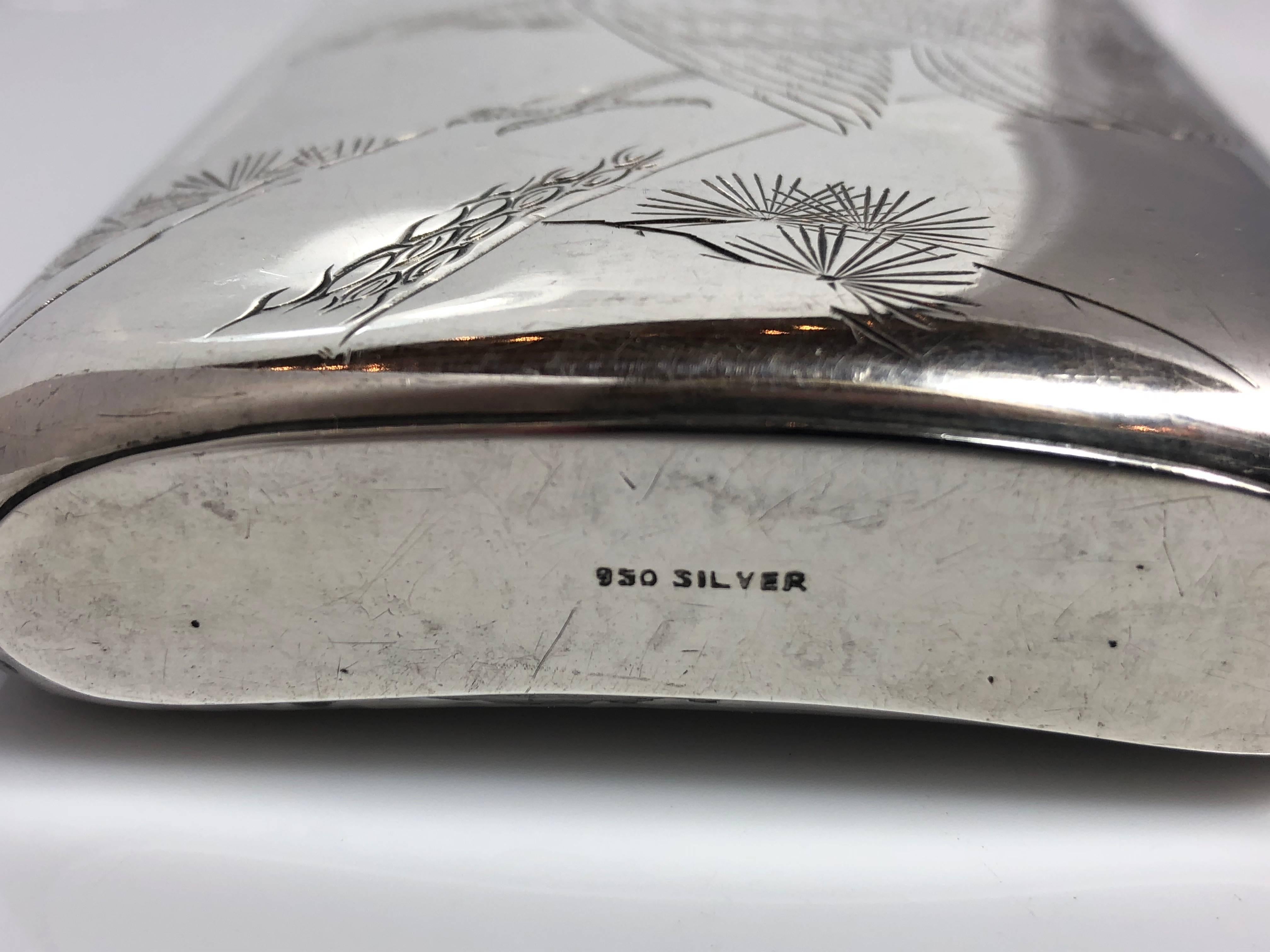 Antiker japanischer Flachmann massiv Silber 950:: um 1900-1920 im Zustand „Hervorragend“ in New Orleans, LA