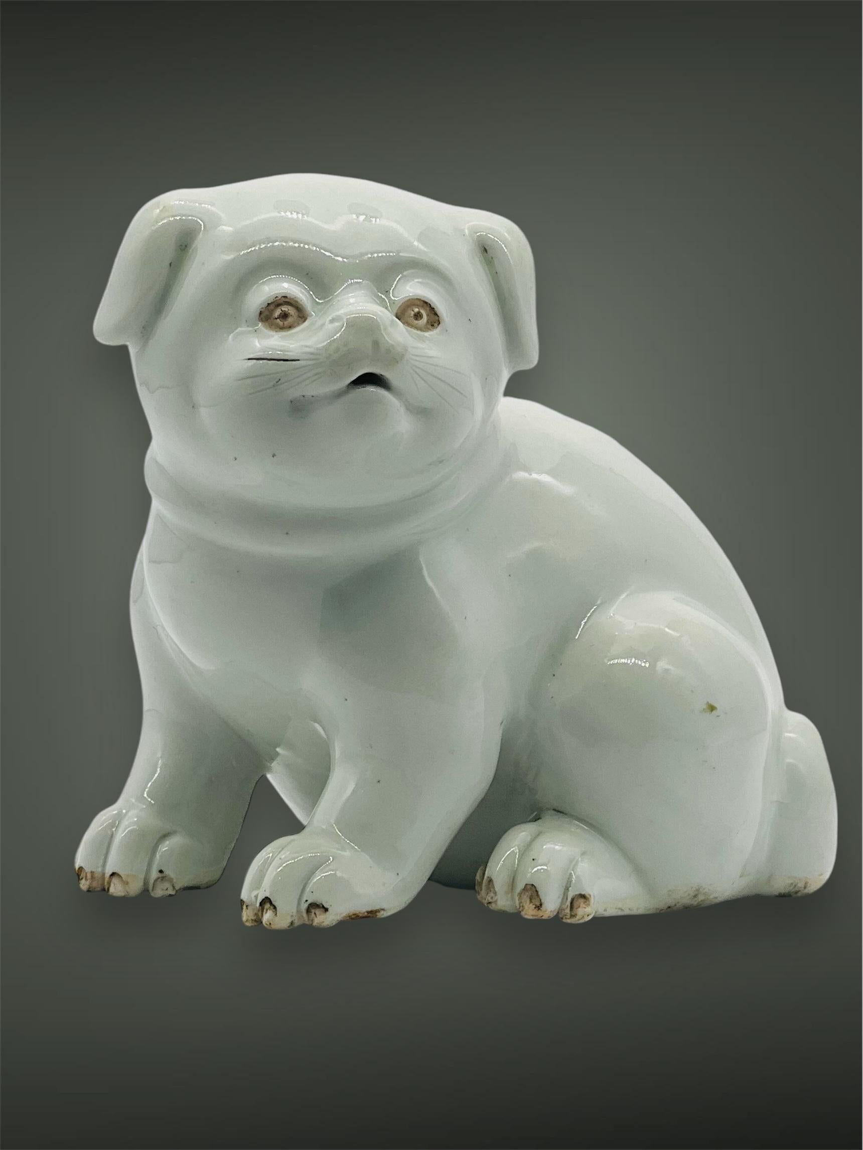 Antique Japanese Hirado Porcelain Water Dropper/ Okimono in the Form of a Puppy. For Sale 7