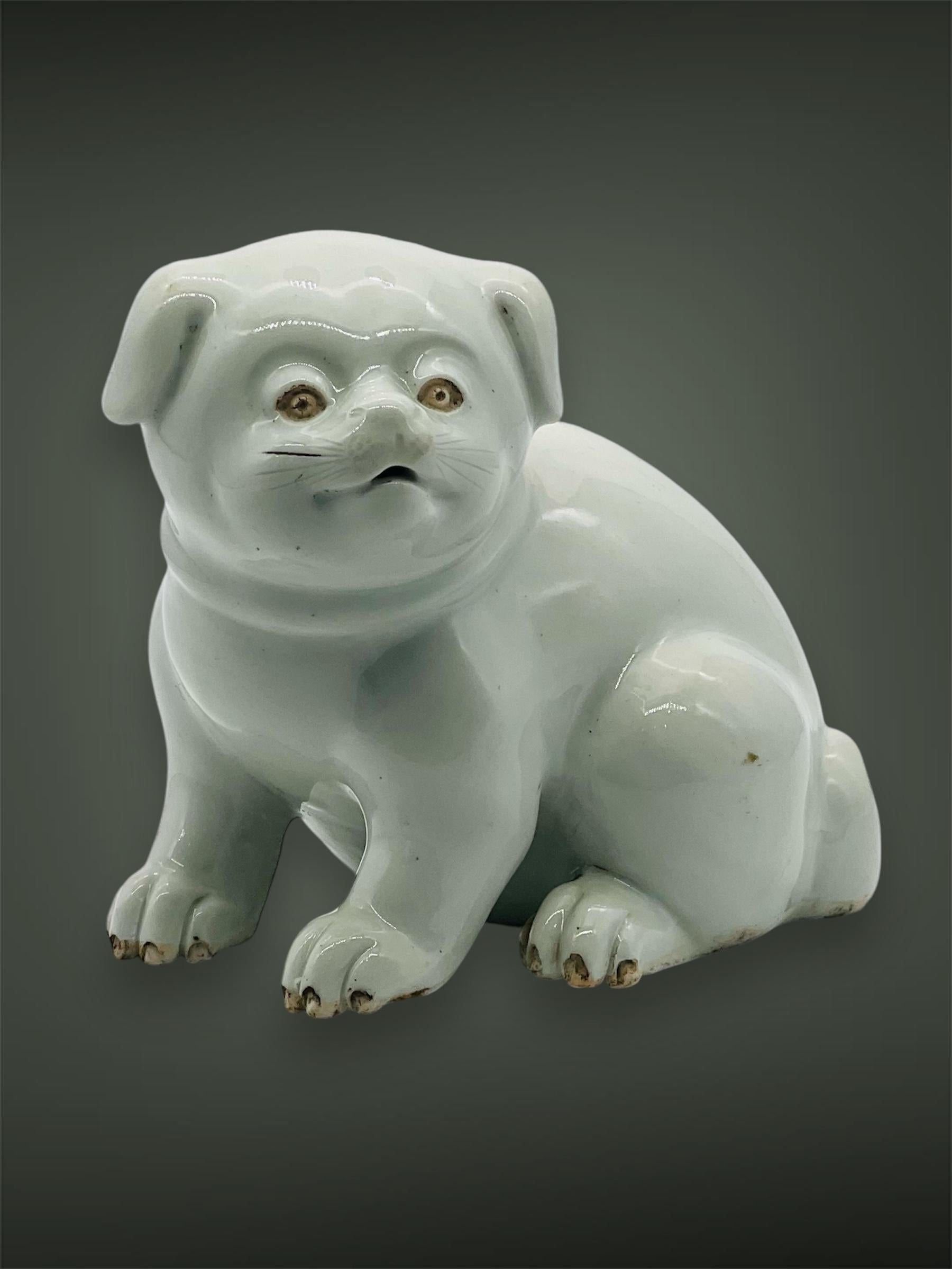 Antique Japanese Hirado Porcelain Water Dropper/ Okimono in the Form of a Puppy. For Sale 8