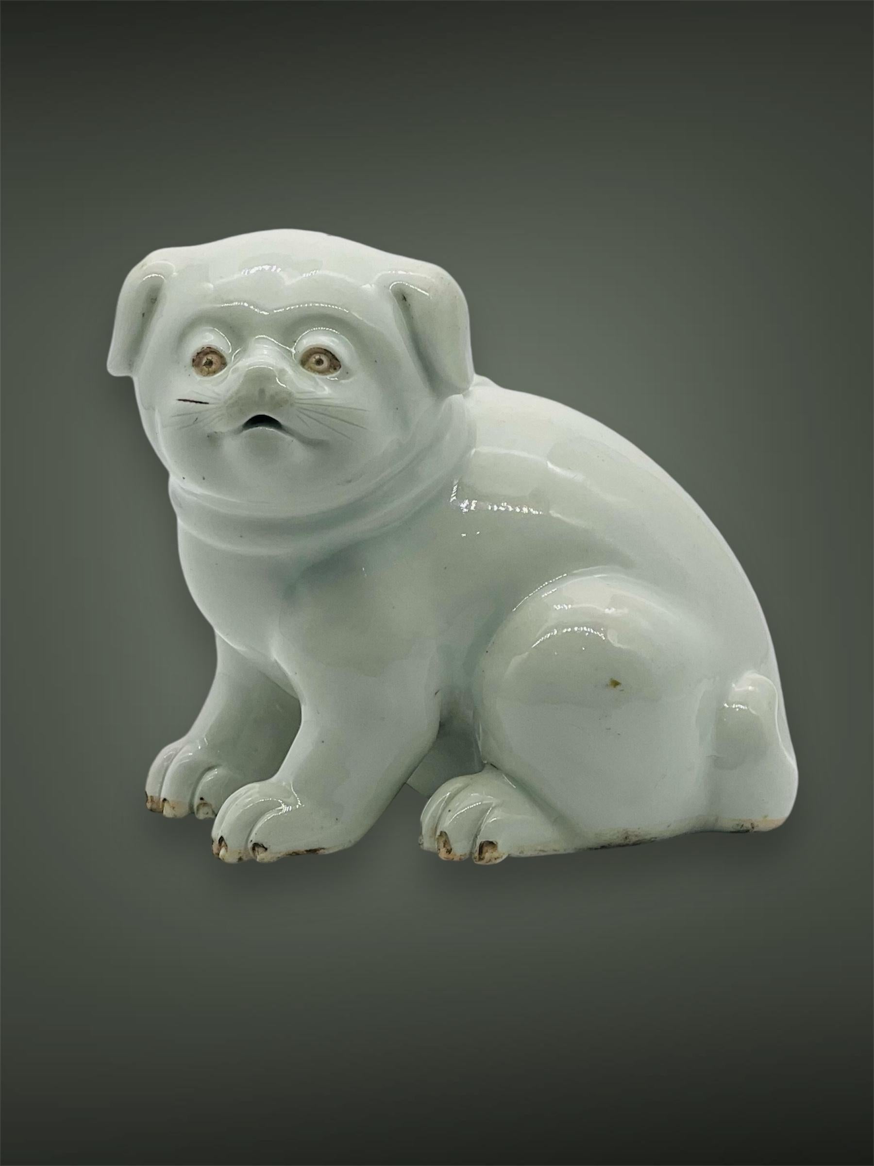 Antique Japanese Hirado Porcelain Water Dropper/ Okimono in the Form of a Puppy. For Sale 9