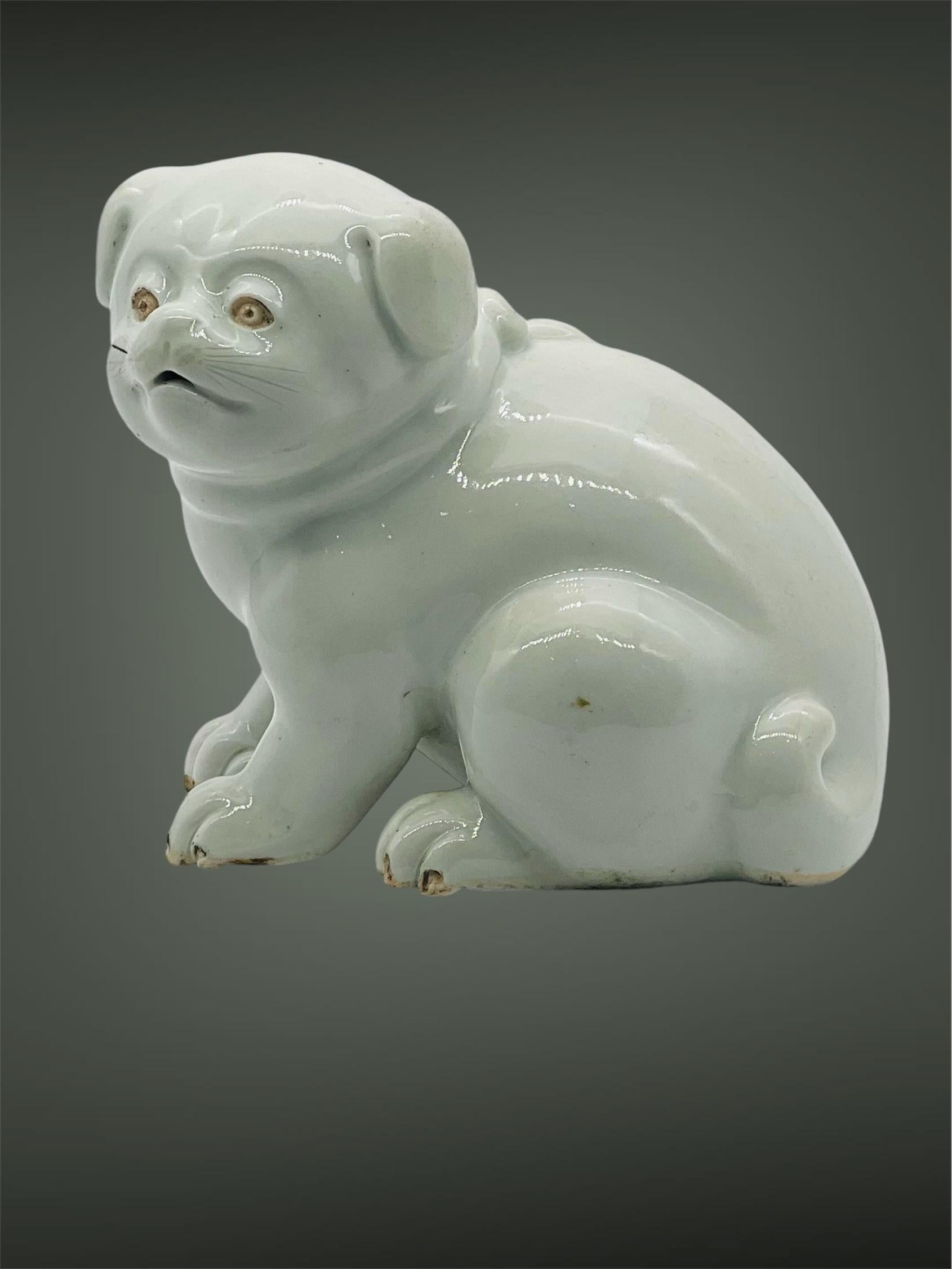 Antique Japanese Hirado Porcelain Water Dropper/ Okimono in the Form of a Puppy. For Sale 10