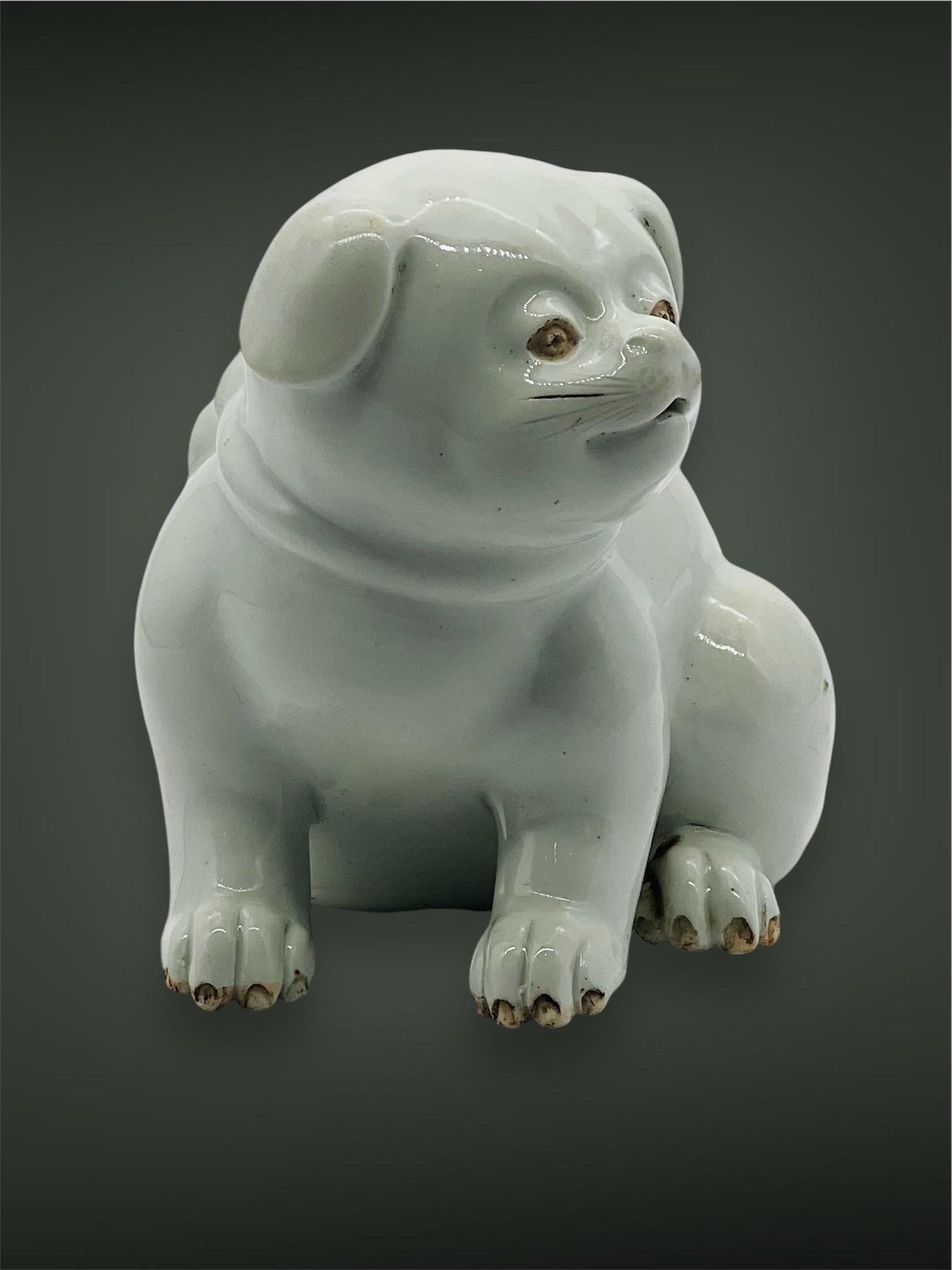 Antique Japanese Hirado Porcelain Water Dropper/ Okimono in the Form of a Puppy. For Sale 11