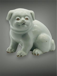 Antique Japanese Hirado Porcelain Water Dropper/ Okimono in the Form of a Puppy.