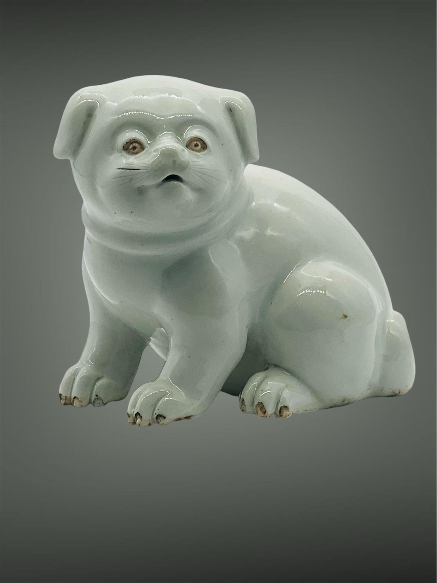 Antique Japanese Hirado Porcelain Water Dropper/ Okimono in the Form of a Puppy. For Sale 1