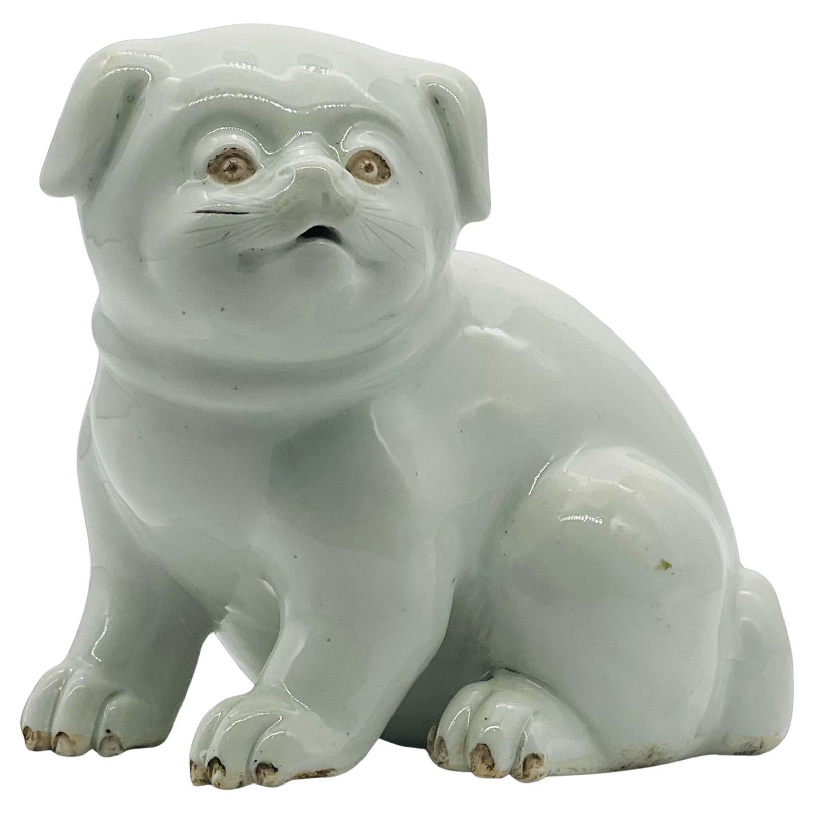 Antique Japanese Hirado Porcelain Water Dropper/ Okimono in the Form of a Puppy.