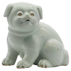 Antique Japanese Hirado Porcelain Water Dropper/ Okimono in the Form of a Puppy.