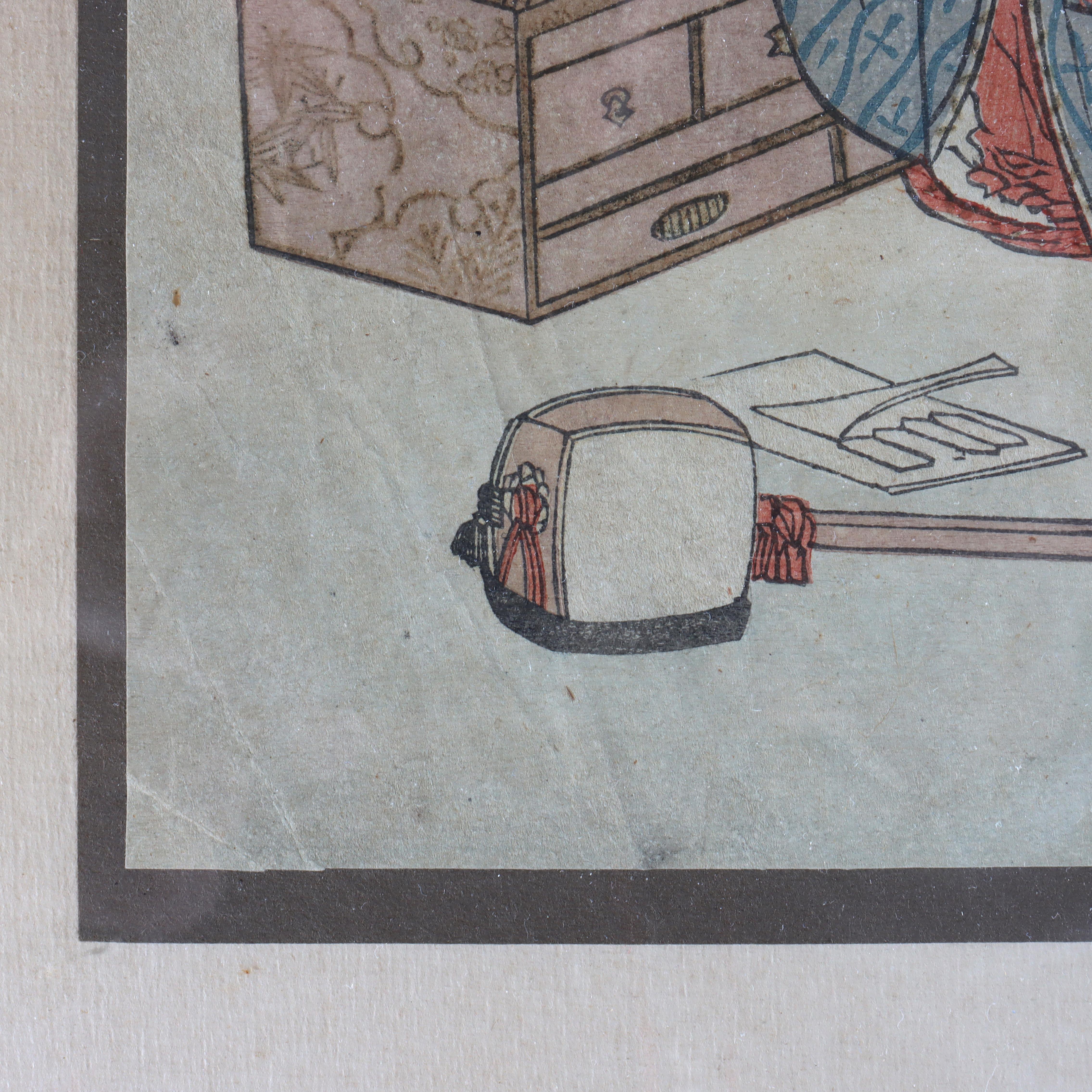 Ancienne estampe japonaise à la planche de Wood de Hokusai 