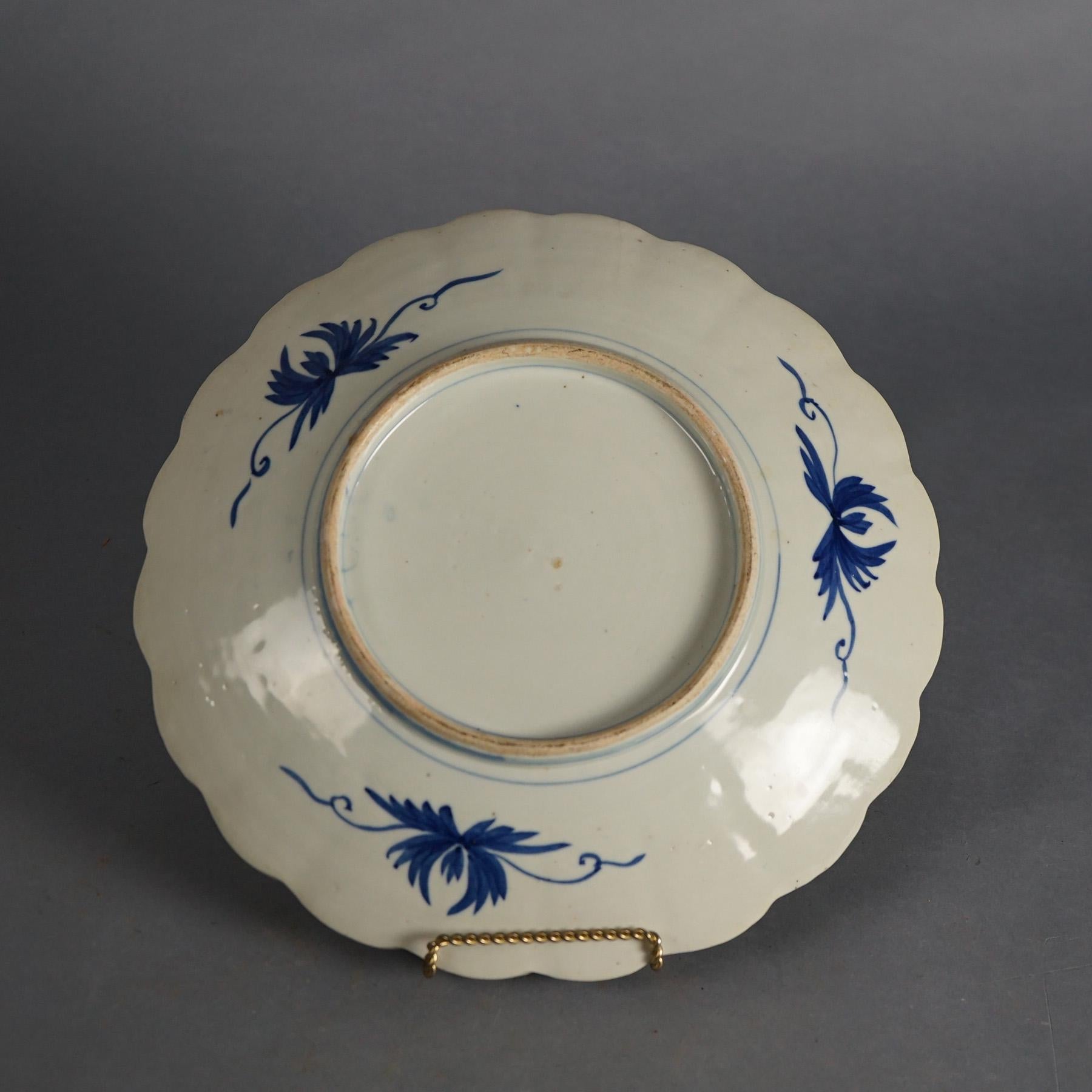 Ceramic Antique Japanese Imari Charger with  Garden Flowers C1920 For Sale