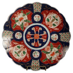 Antique Japanese Imari Charger with  Garden Flowers C1920