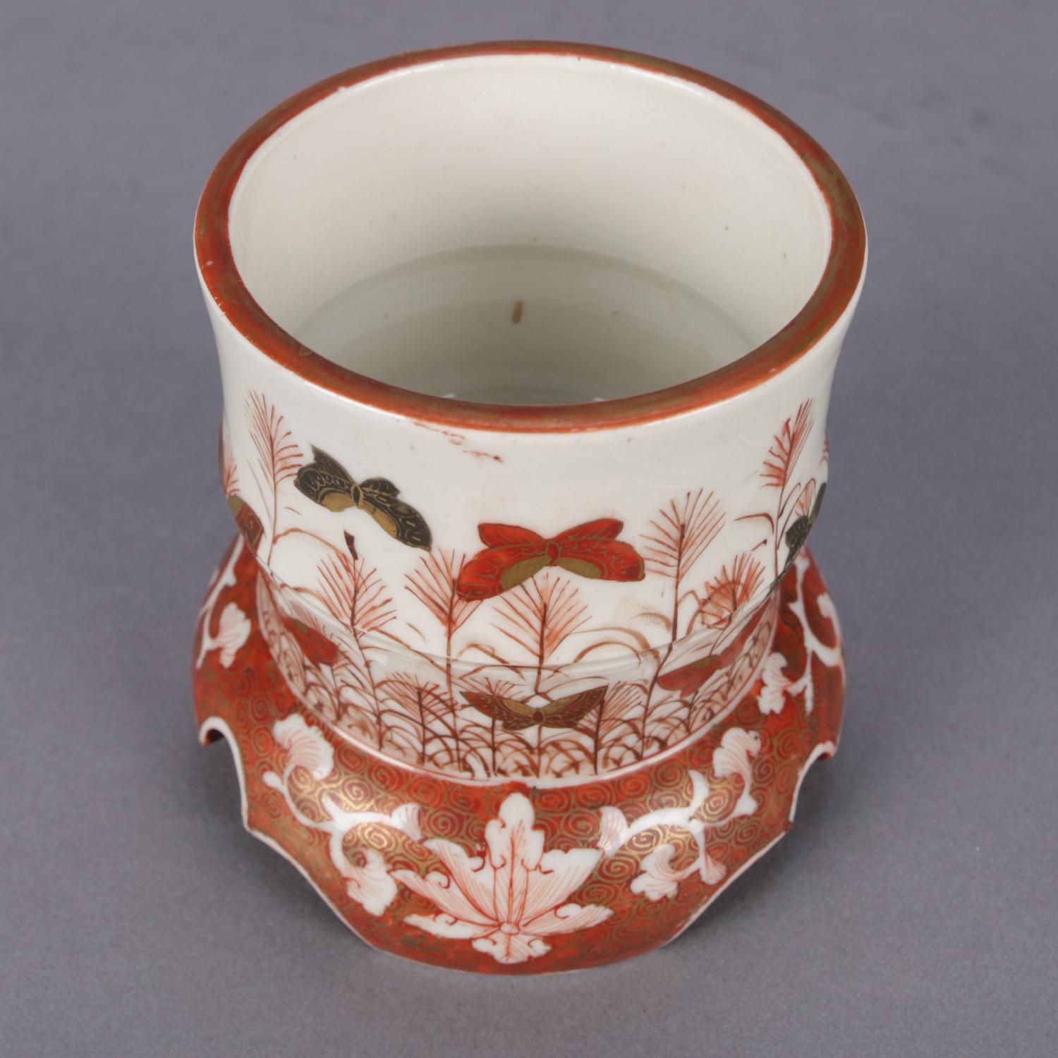 20th Century Antique Japanese Imari Hand Painted and Gilt Porcelain Brush Wash, Signed