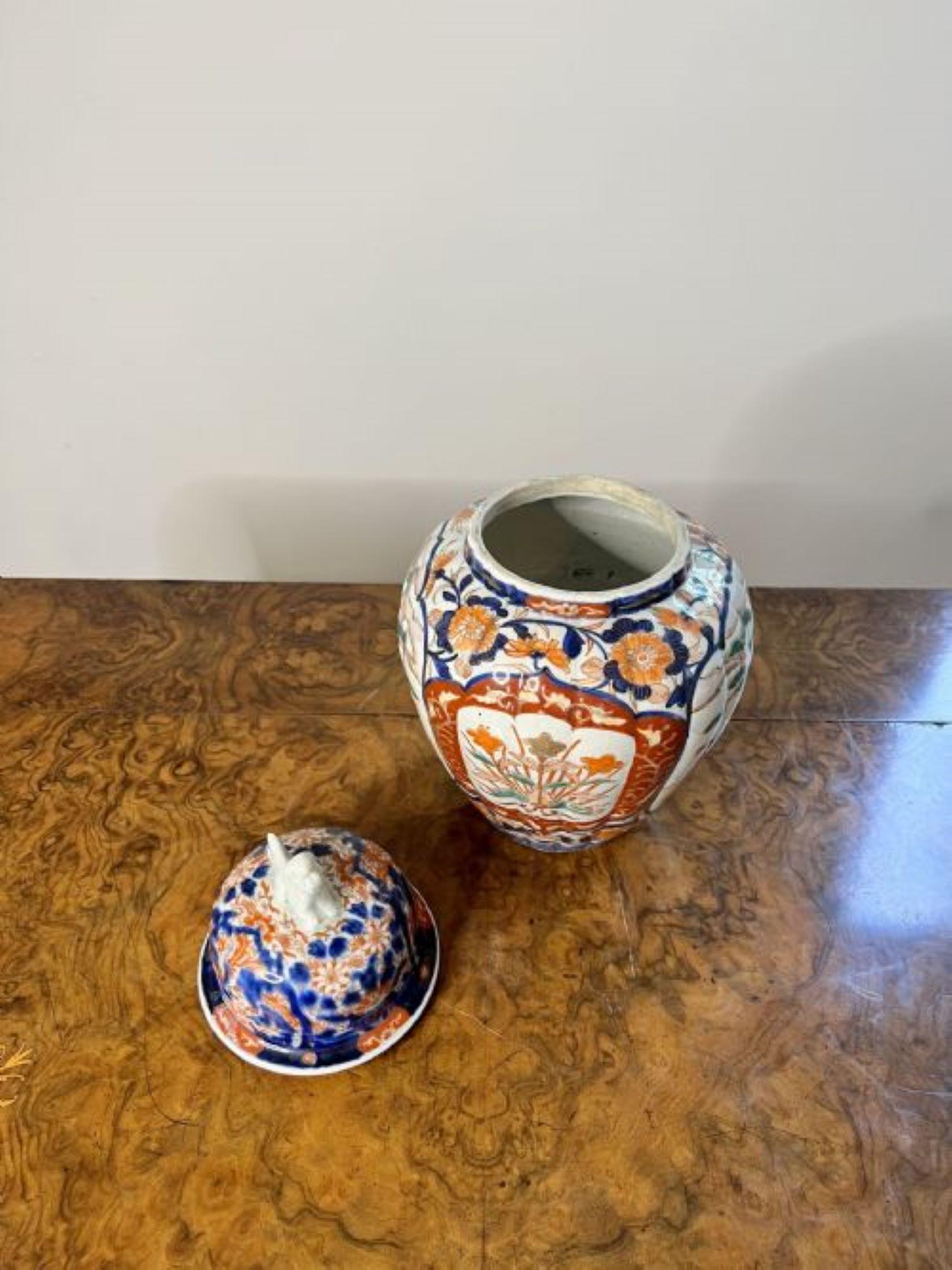 Antique Japanese imari lidded vase  1