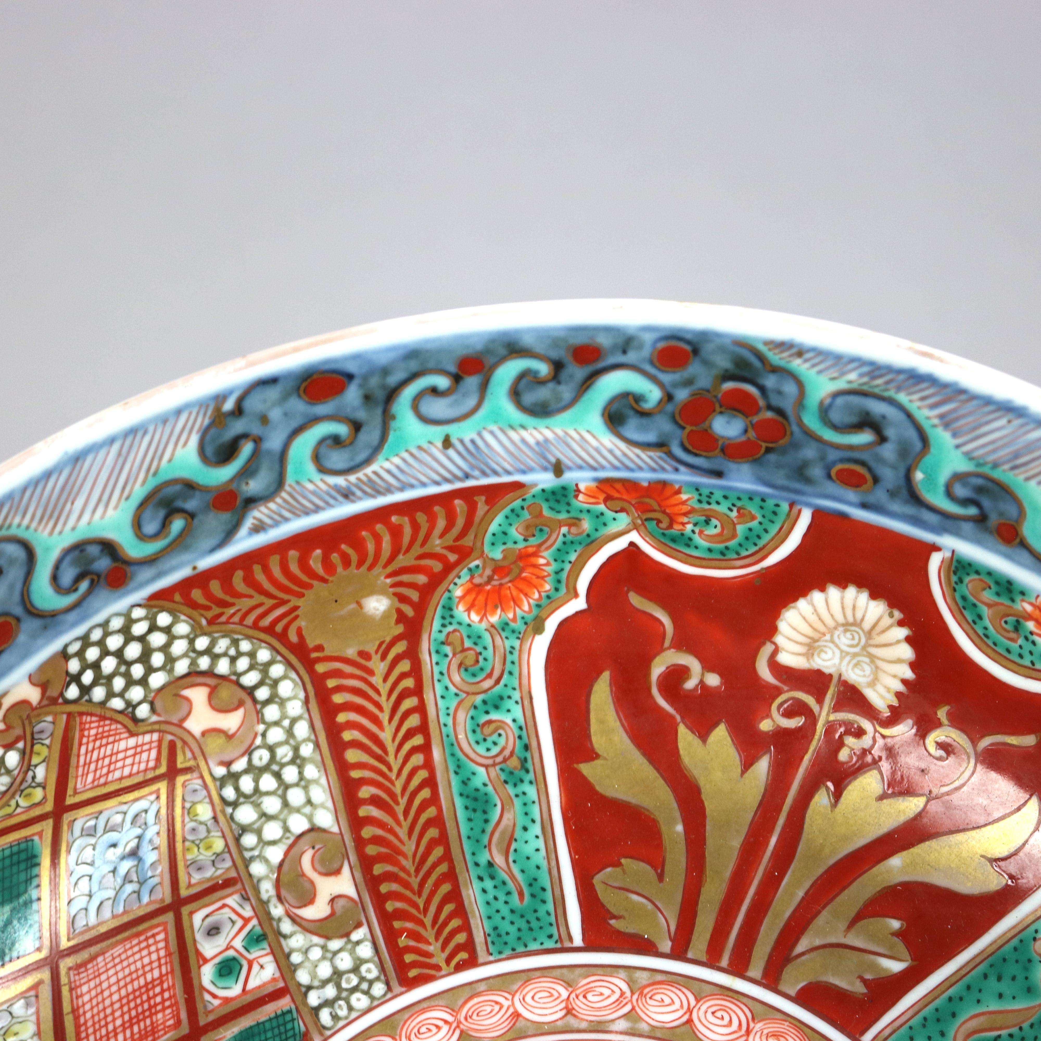20th Century Antique Japanese Imari Meiji Hand Painted & Gilt Porcelain Bowl Circa 1900