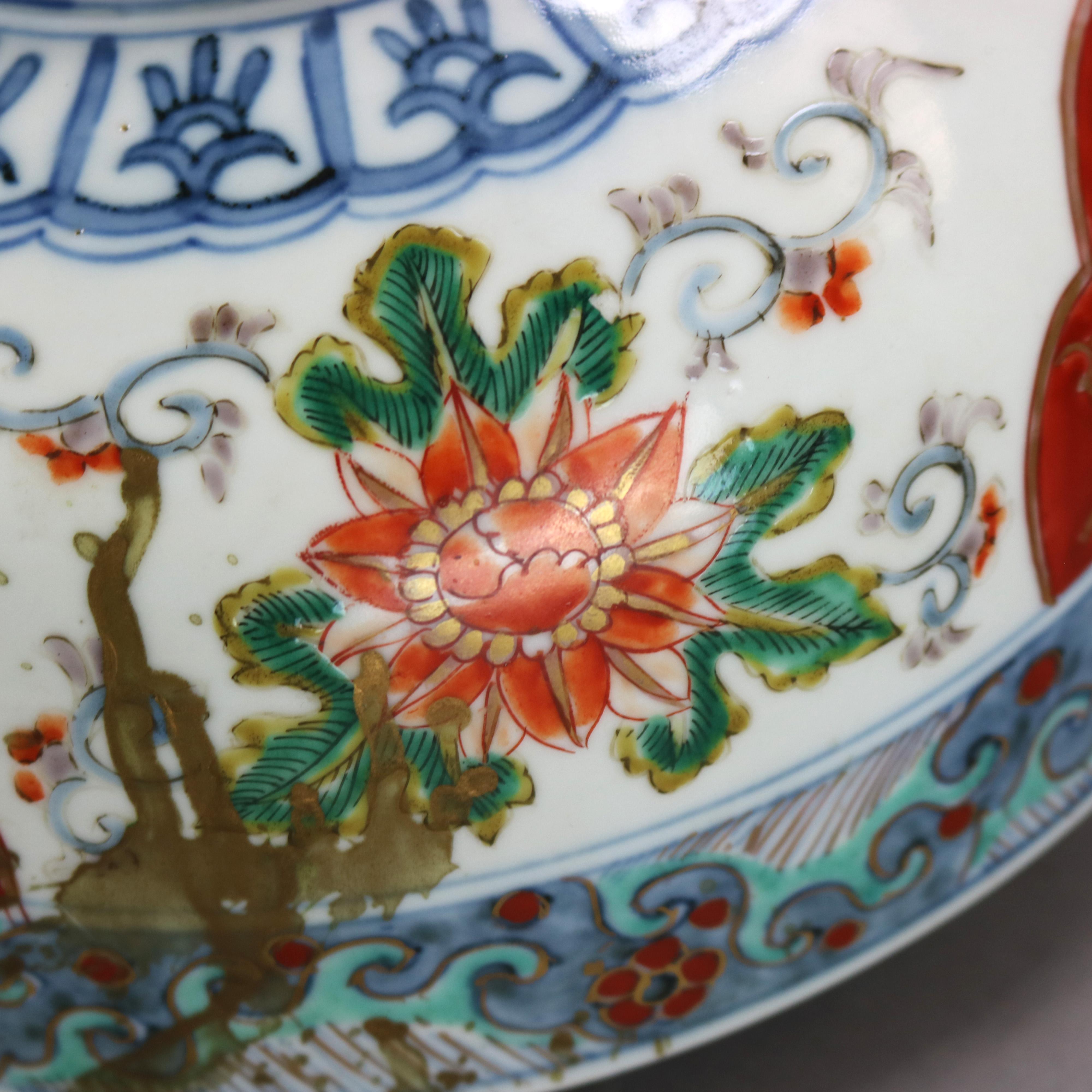 Antique Japanese Imari Meiji Hand Painted & Gilt Porcelain Bowl Circa 1900 2