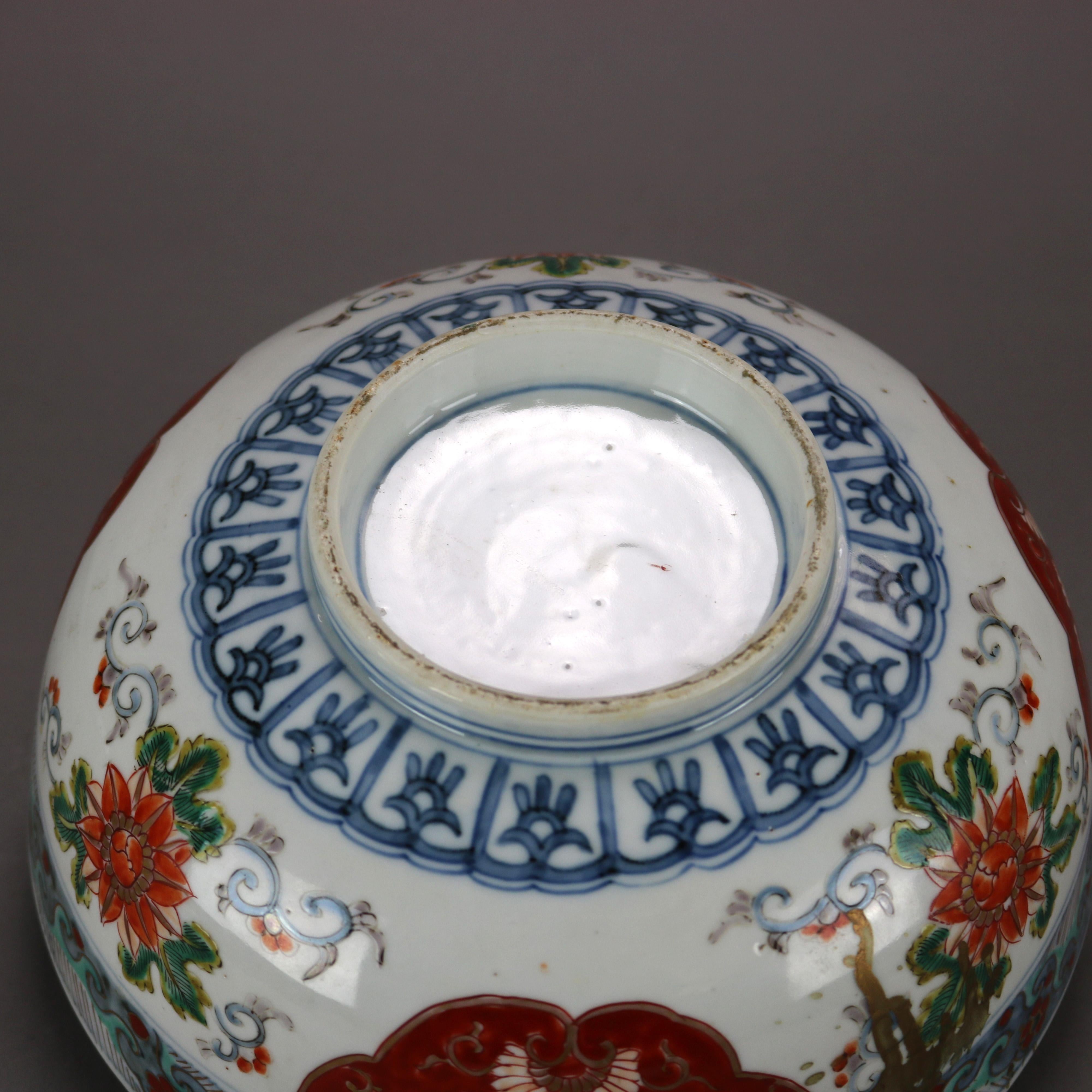 Antique Japanese Imari Meiji Hand Painted & Gilt Porcelain Bowl Circa 1900 3