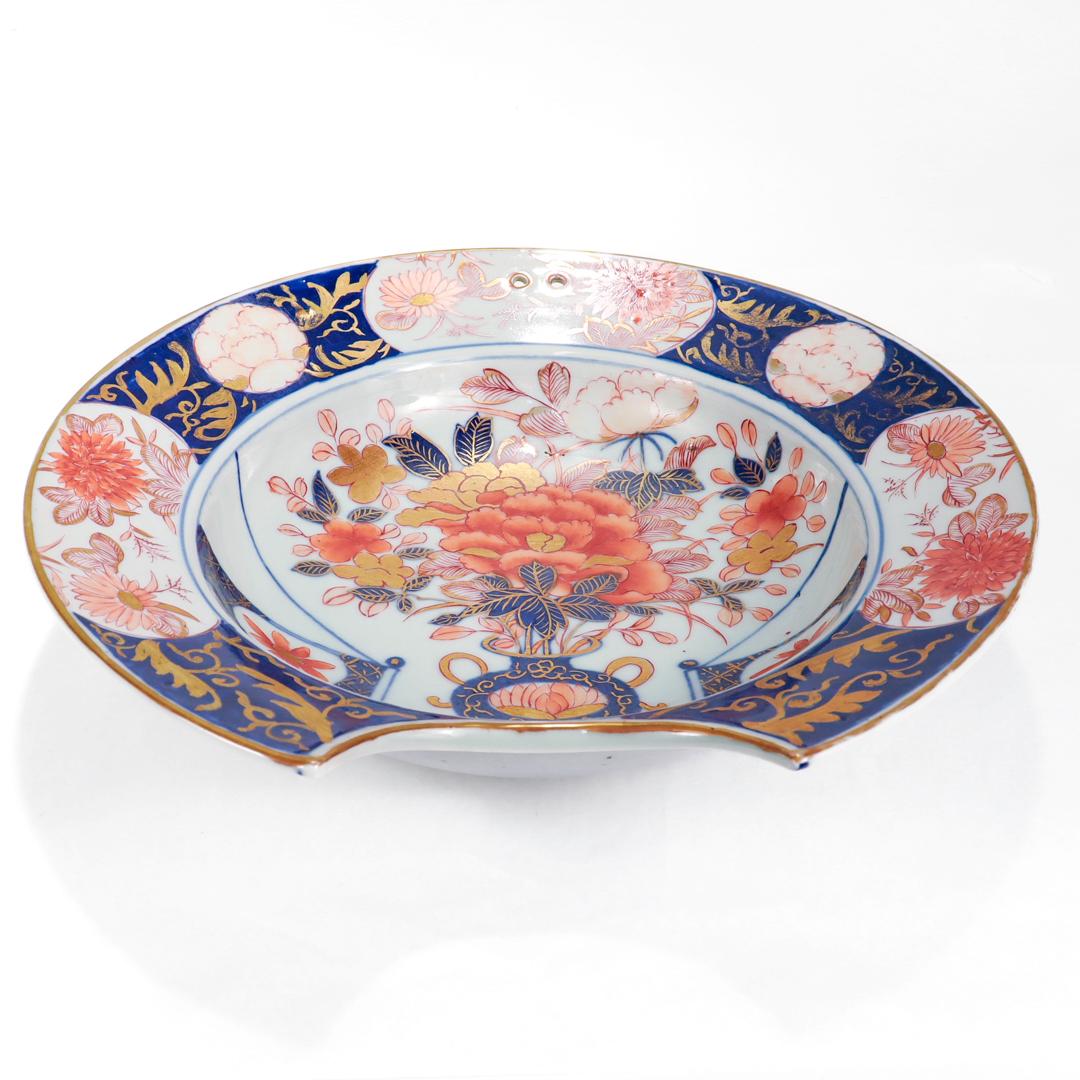 19th Century Antique Japanese Imari Porcelain Barber's Bowl For Sale