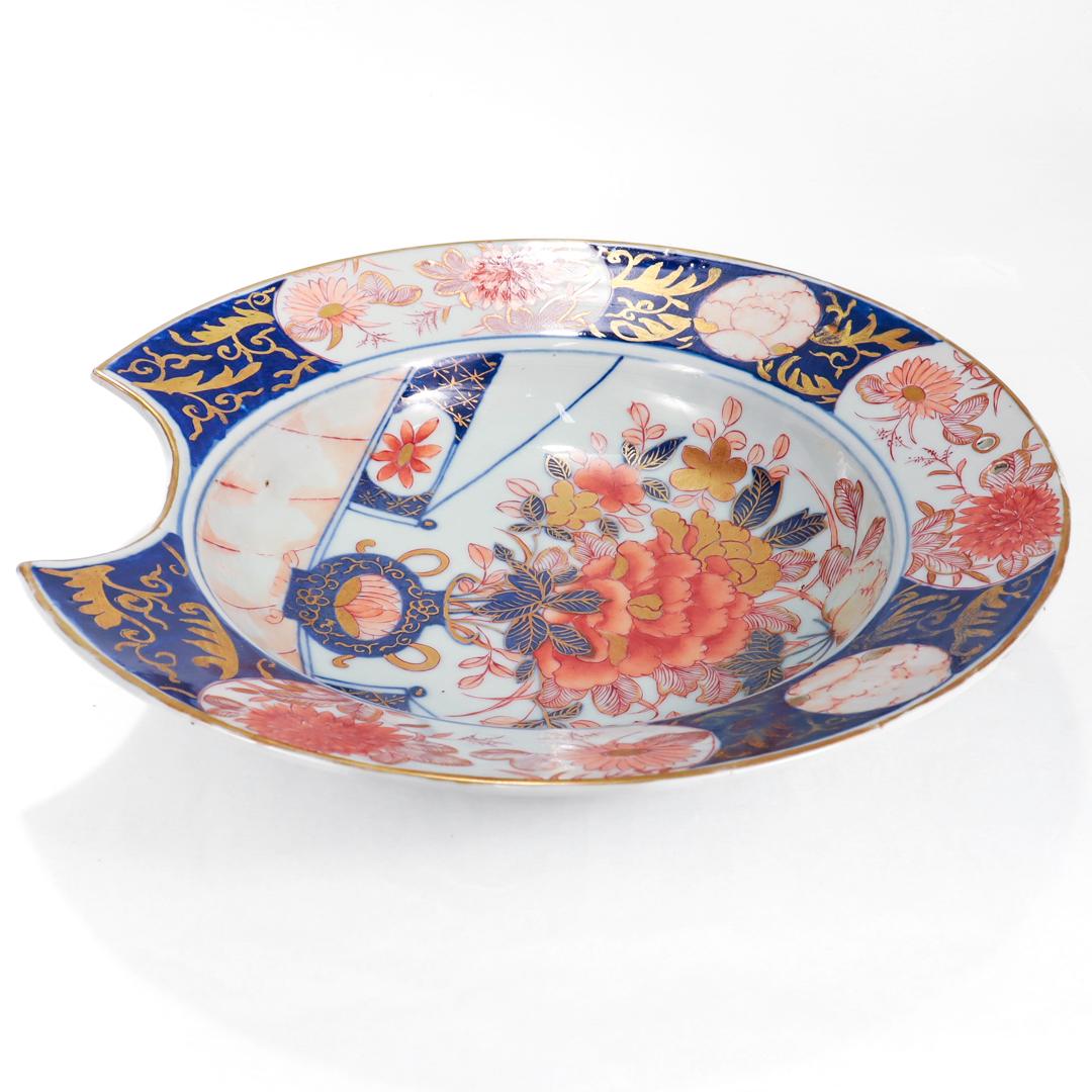 Antique Japanese Imari Porcelain Barber's Bowl For Sale 1
