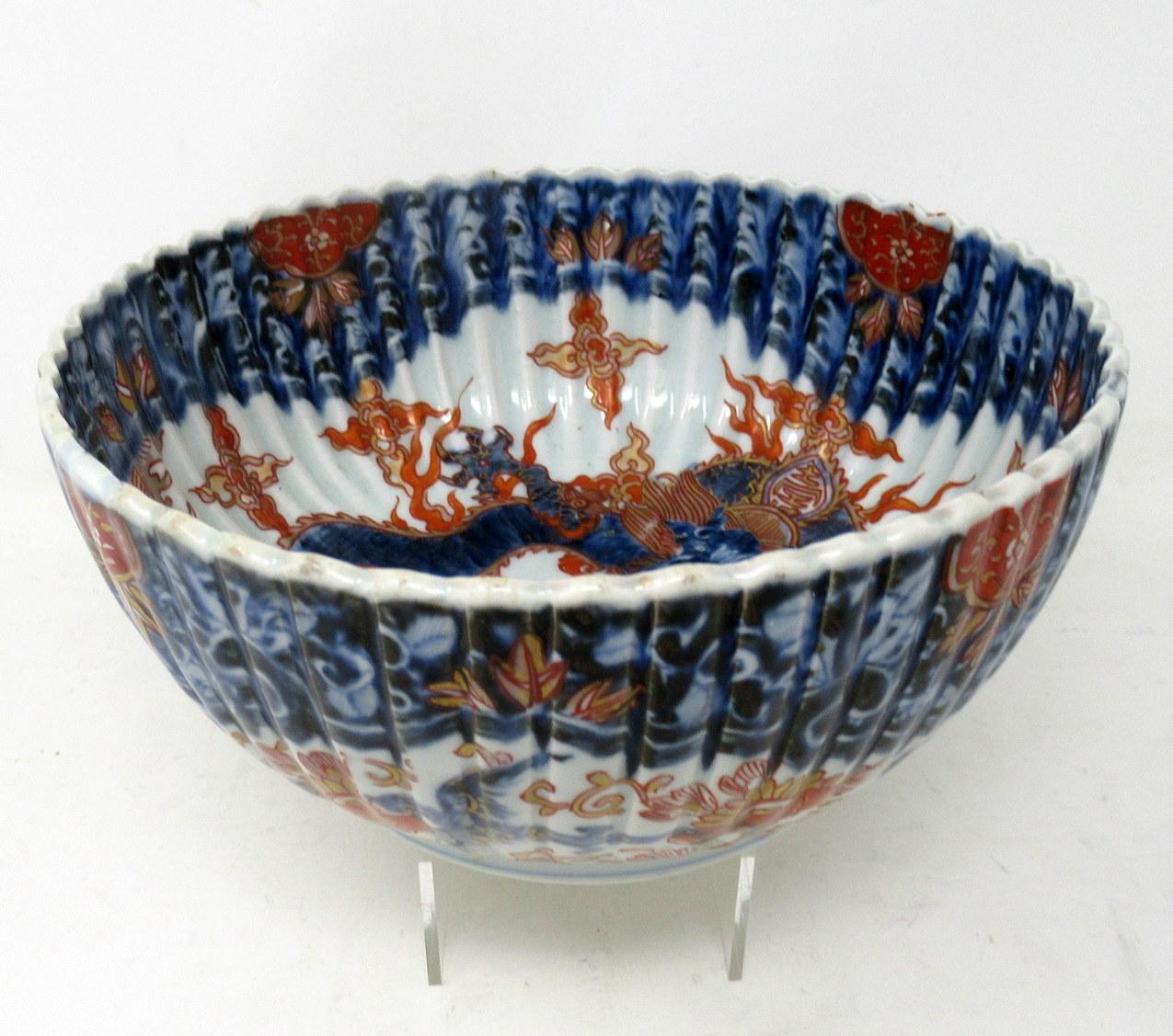 Ceramic Antique Japanese Imari Porcelain Bowl Centerpiece Fukazawa Koransha Meiji Period