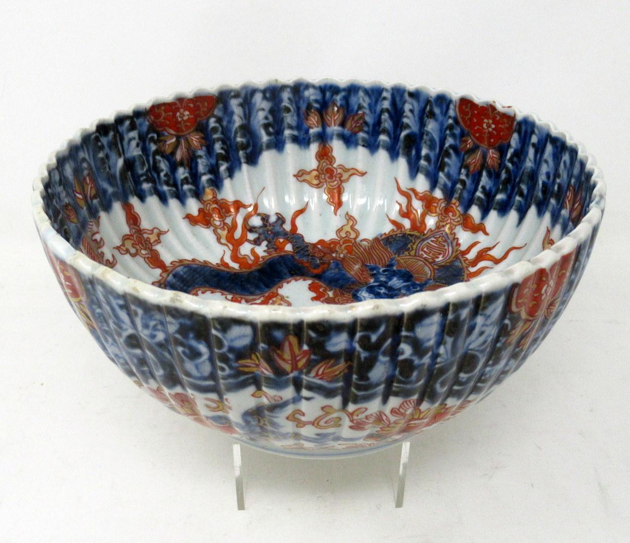 Antique Japanese Imari Porcelain Bowl Centerpiece Fukazawa Koransha Meiji Period 1