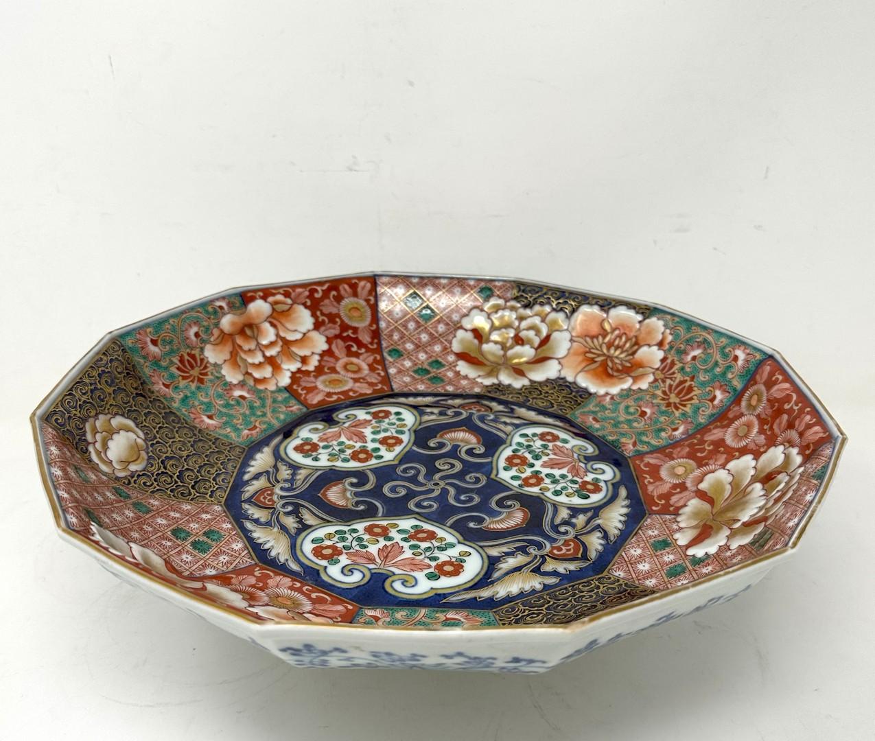 Antique Japanese Imari Porcelain Bowl Centerpiece Fukazawa Koransha Meiji Period 1