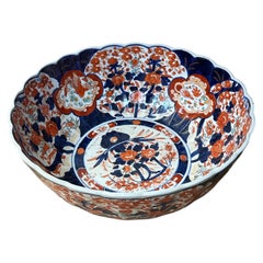Antique Japanese Imari Porcelain Bowl, Scalloped Rim, Circa 1890