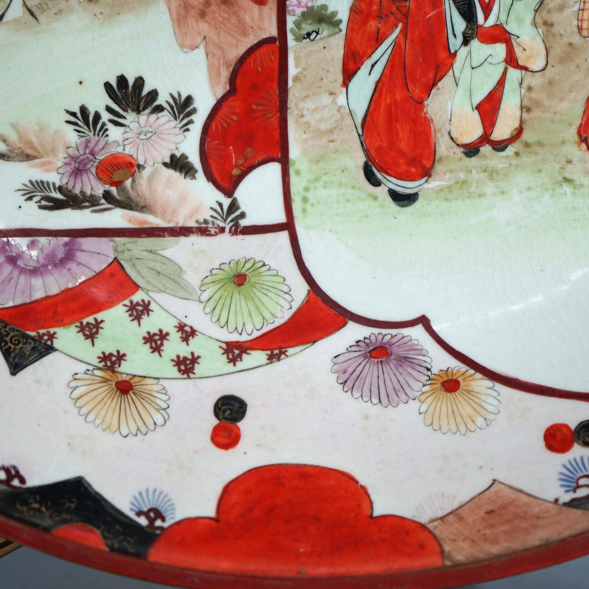 Antique Japanese Imari Porcelain Charger with Garden & Genre Scenes C1920 For Sale 2