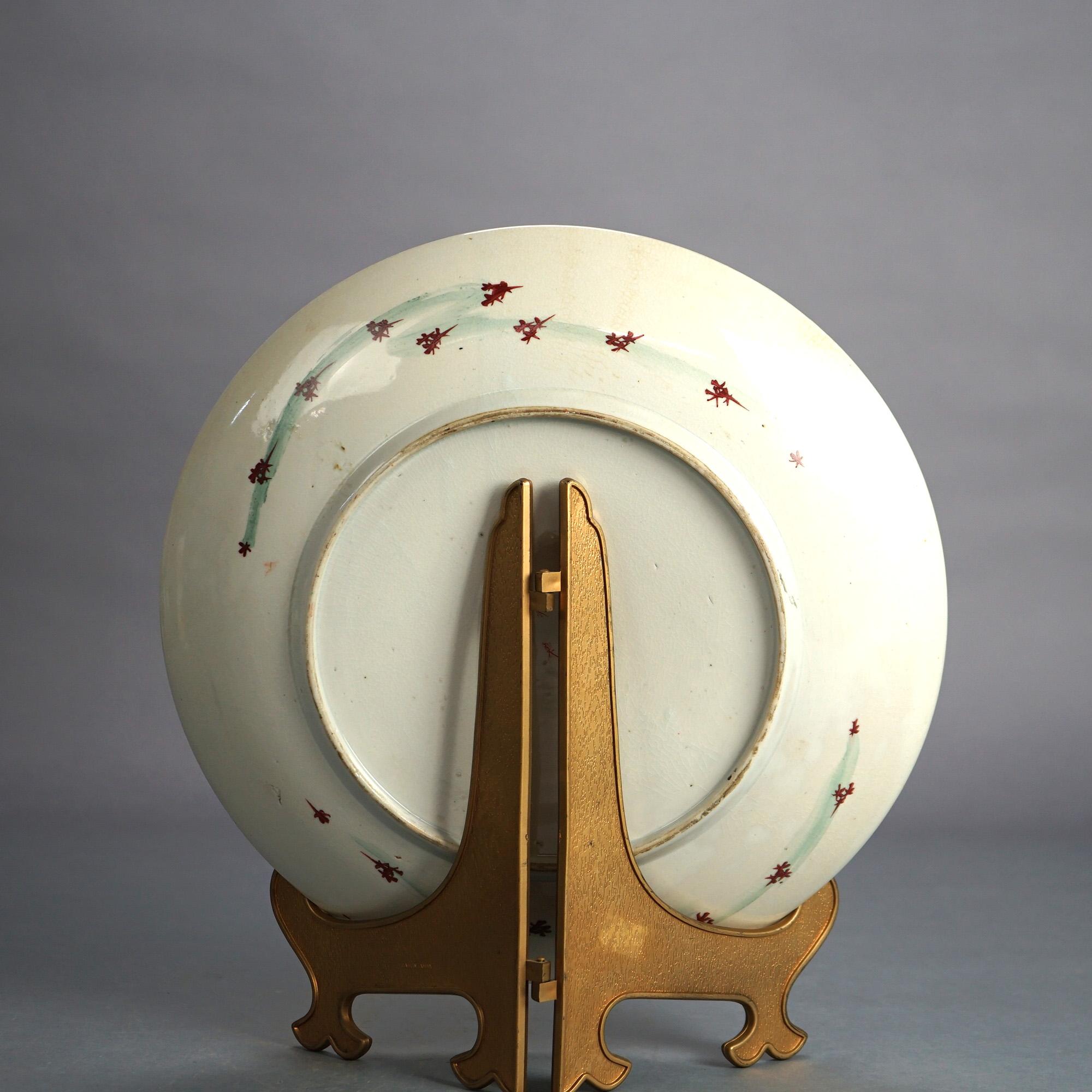 Antique Japanese Imari Porcelain Charger with Garden & Genre Scenes C1920 For Sale 3