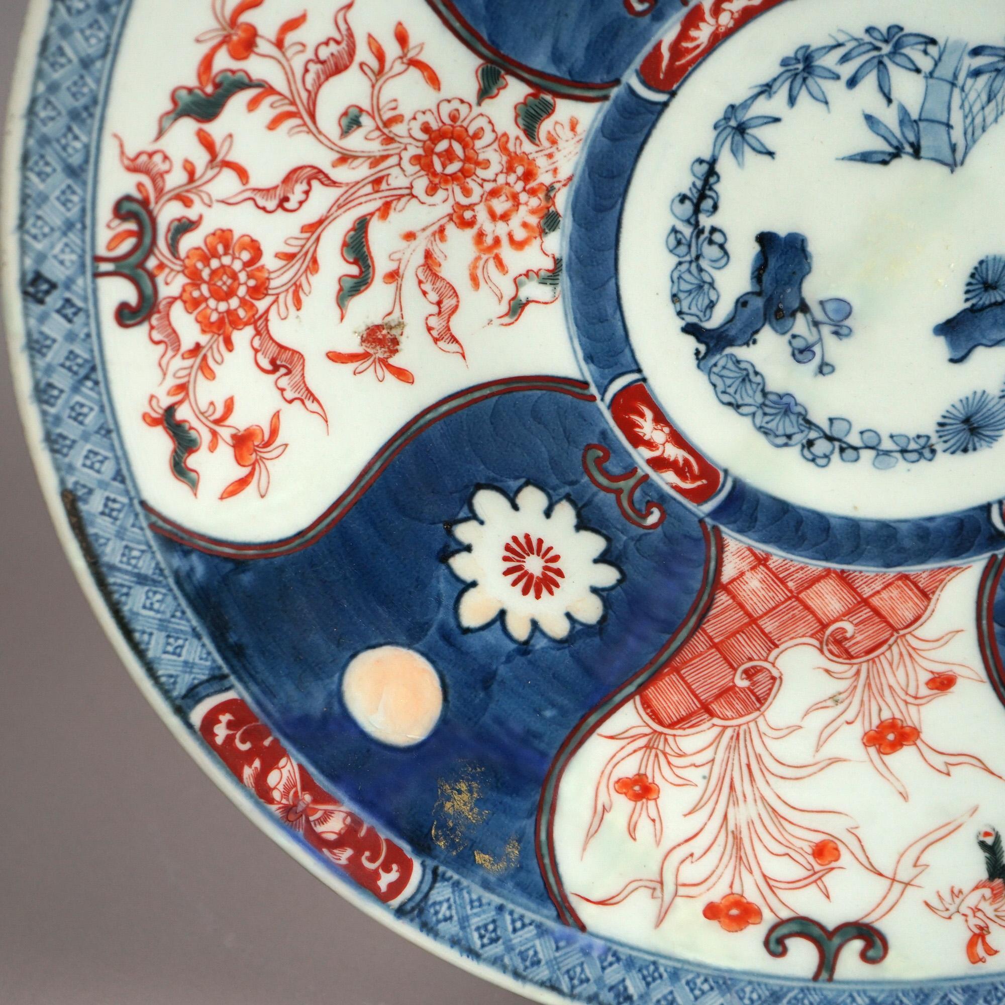 20th Century Antique Japanese Imari Porcelain Hand Painted Porcelain Charger C1920 For Sale