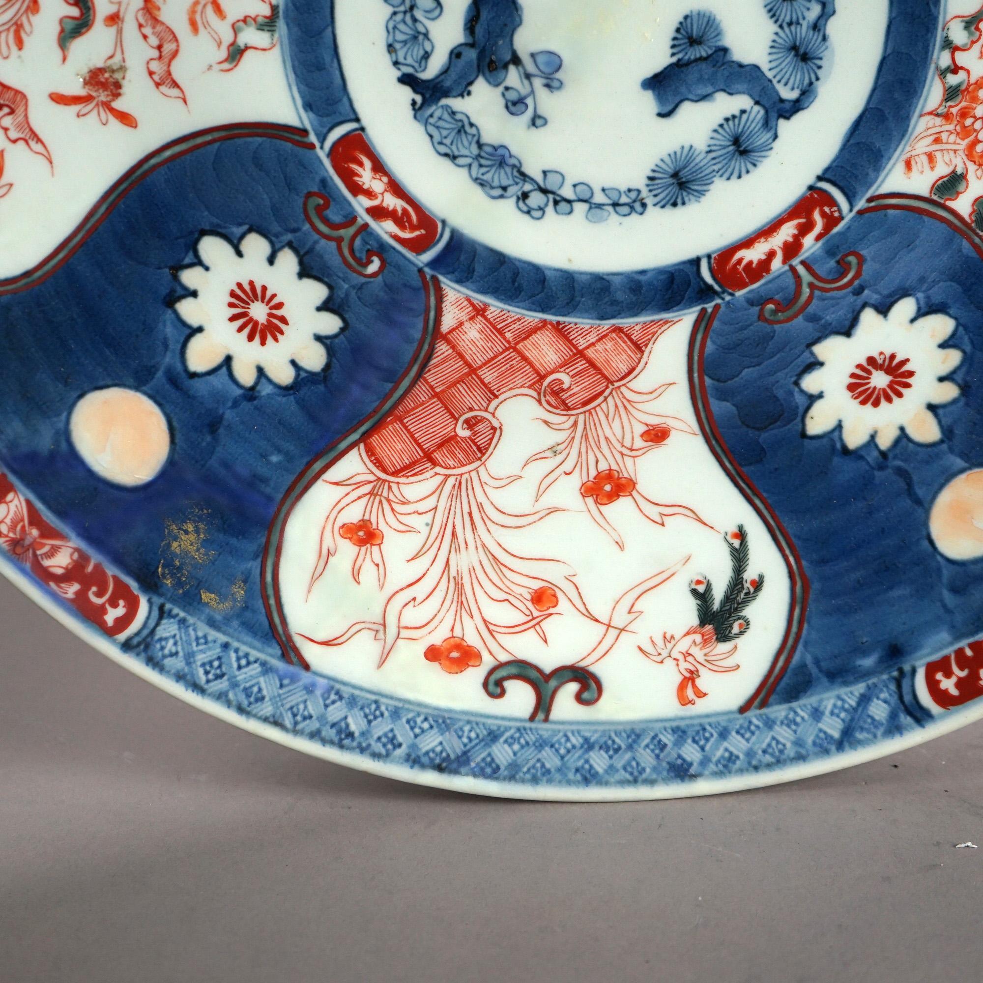 Antique Japanese Imari Porcelain Hand Painted Porcelain Charger C1920 For Sale 1