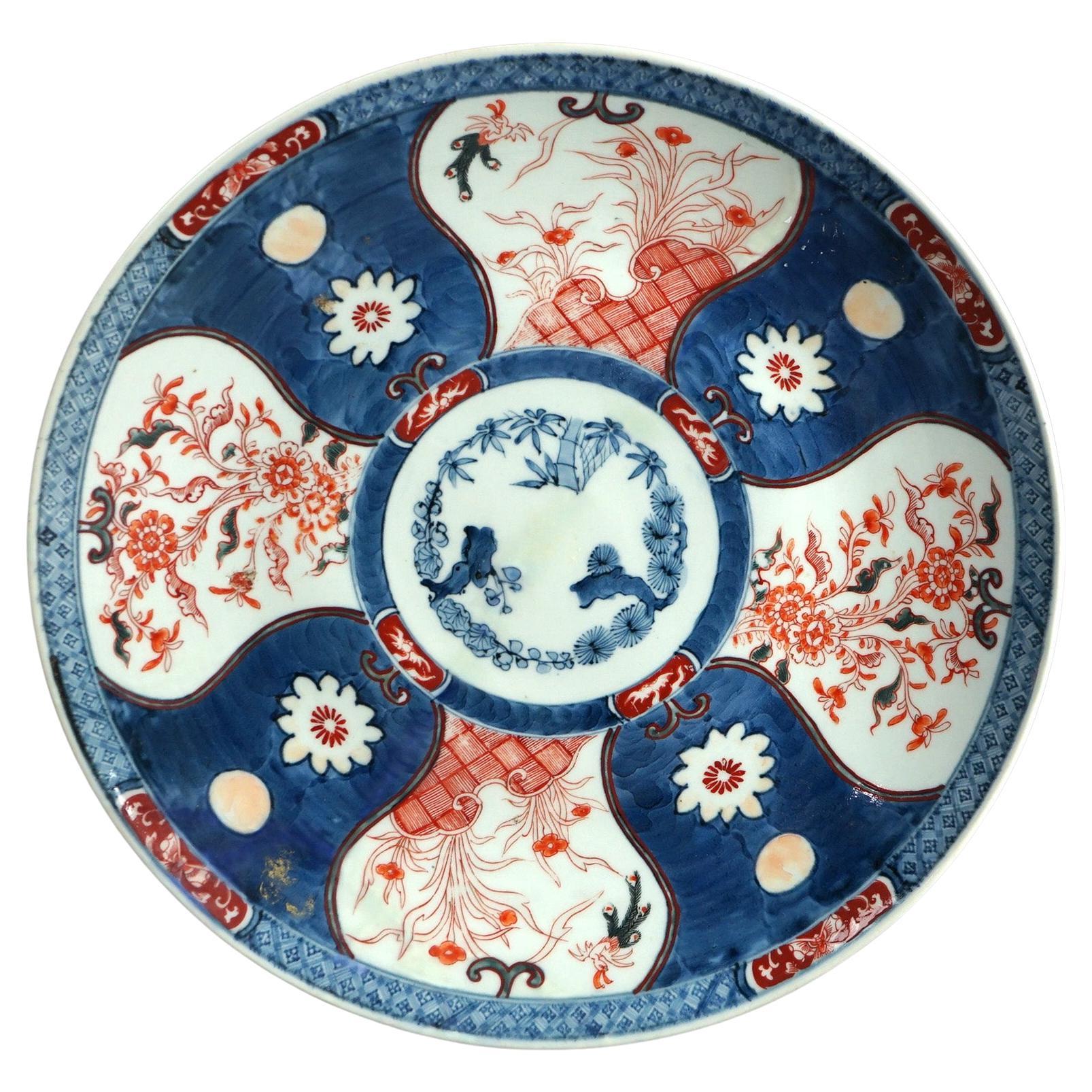 Antique Japanese Imari Porcelain Hand Painted Porcelain Charger C1920 For Sale