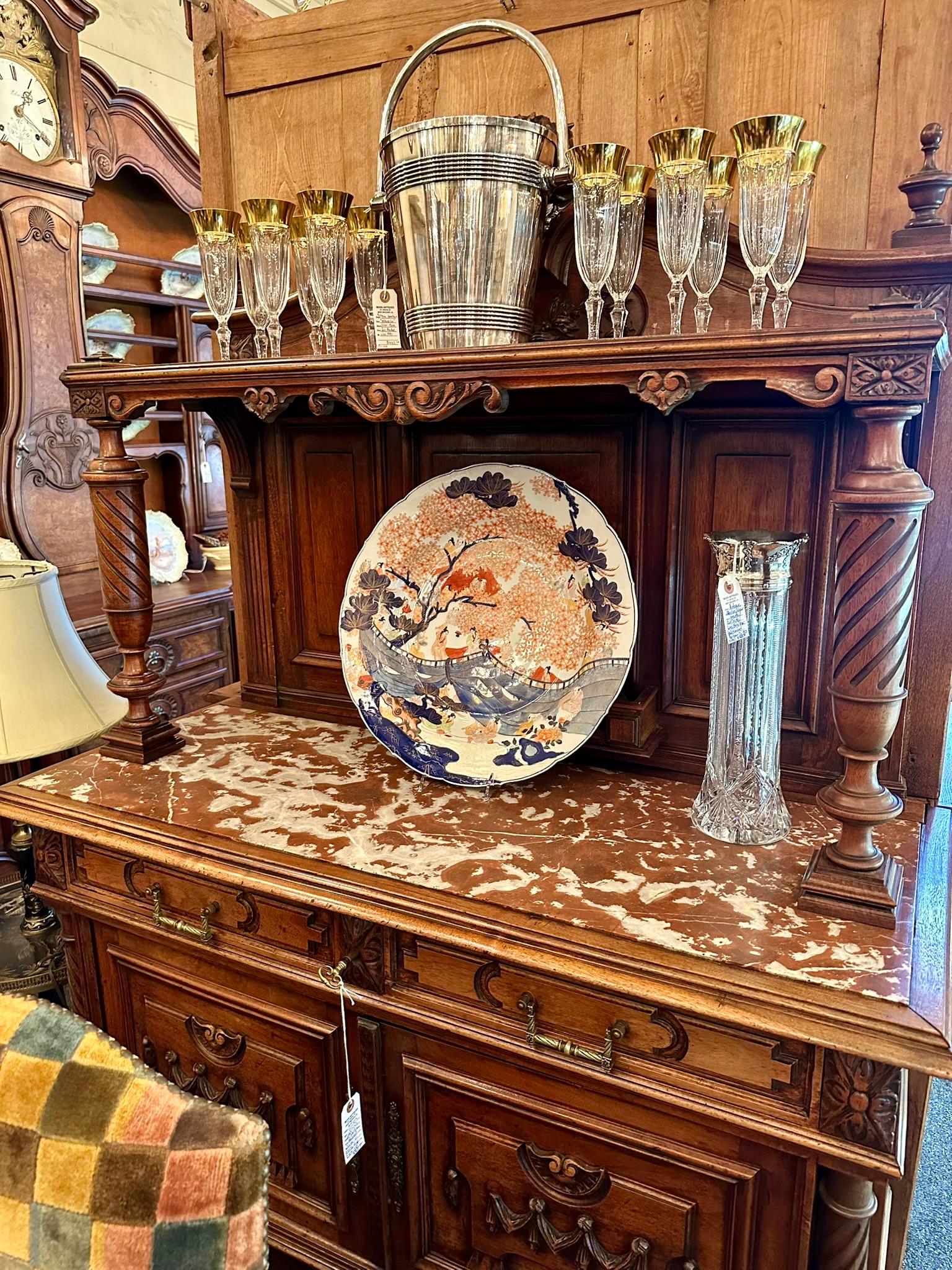 Antique Japanese Imari Porcelain Large Platter or Serving Bowl, Circa 1920's. For Sale 8