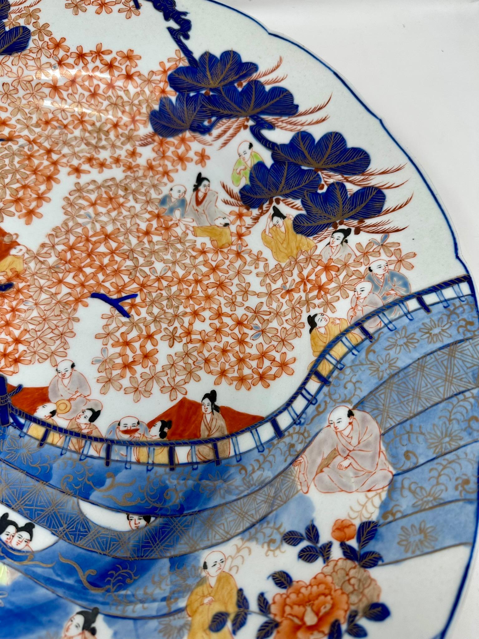 Antique Japanese Imari Porcelain Large Platter or Serving Bowl, Circa 1920's. For Sale 4